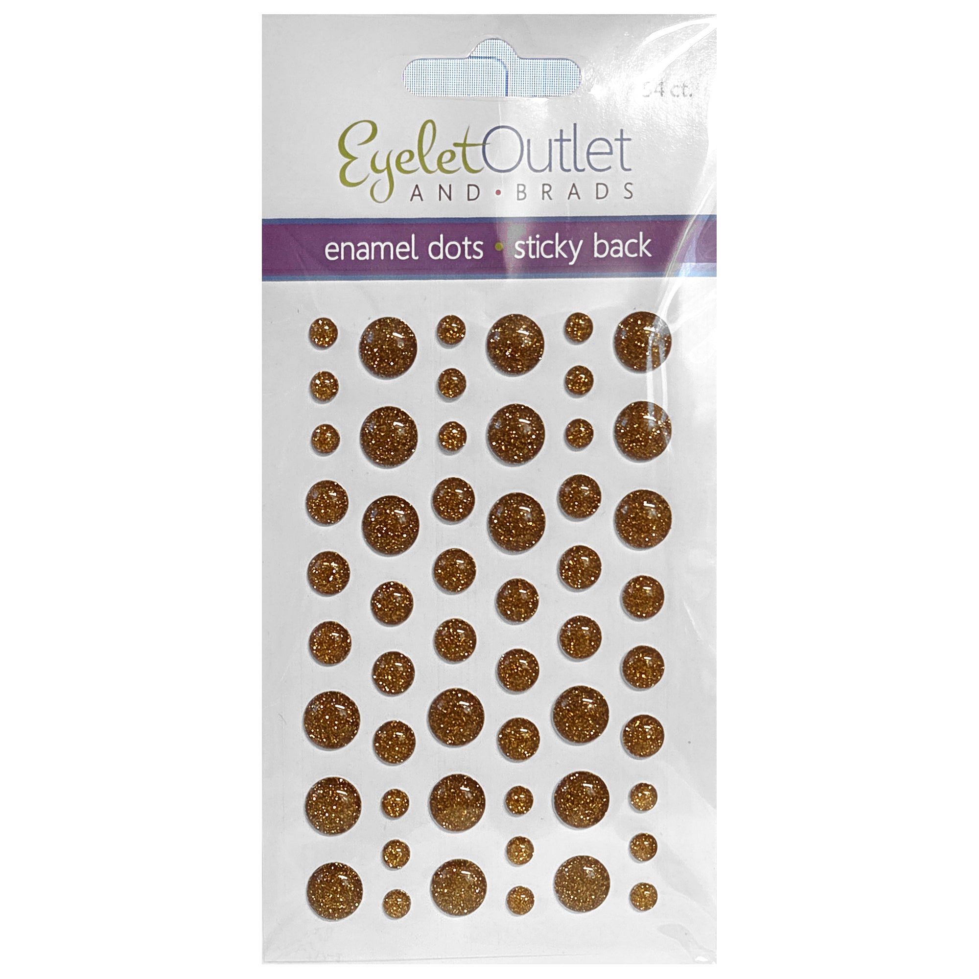 Our Brads Need Friends Collection 3 x 5 Gold Glitter Scrapbook Enamel Sticky Back Dots by Eyelet Outlet - 54 Count