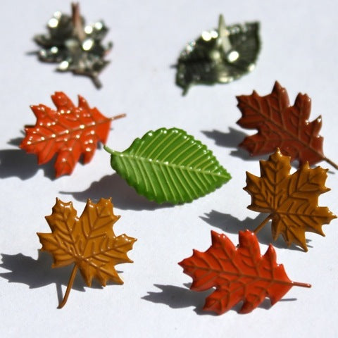 Fall Collection Leaf Scrapbook Brads or Card Embellishments by Eyelet Outlet - Pkg. of 12