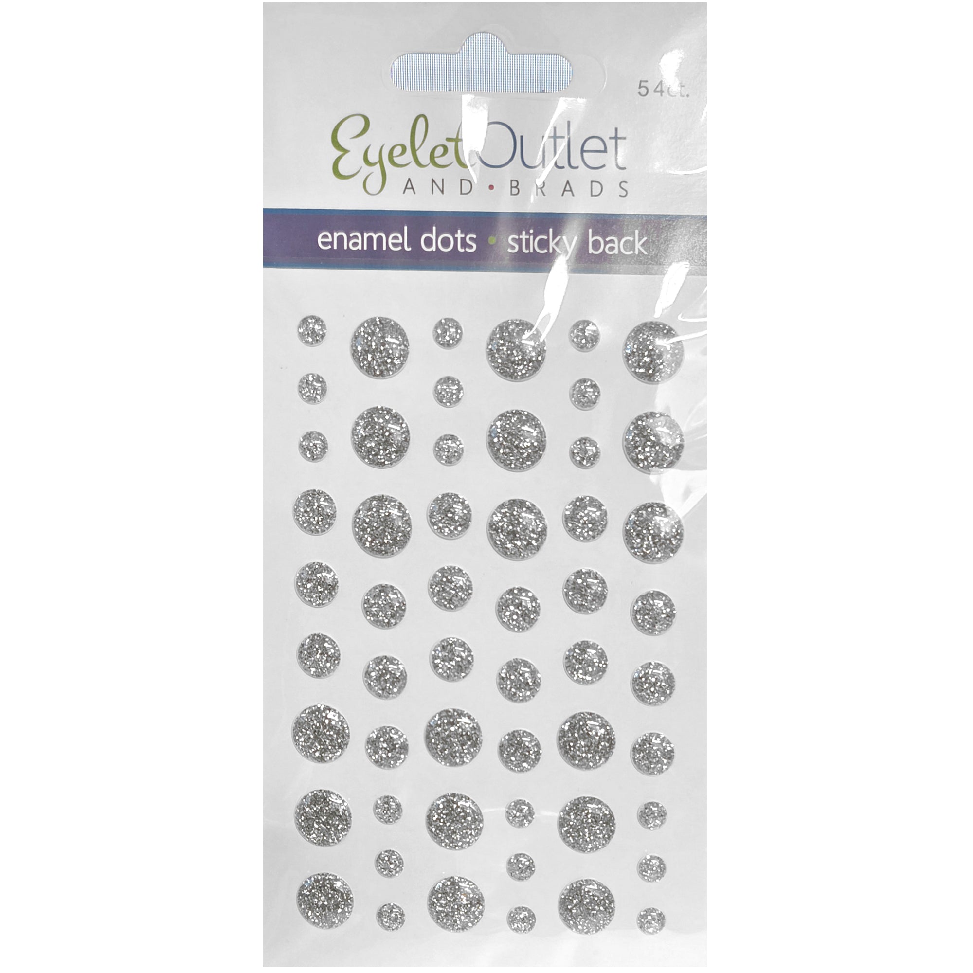 Our Brads Need Friends Collection 3 x 5 Silver Sparkle Scrapbook Enamel Sticky Back Dots by Eyelet Outlet - 54 Count