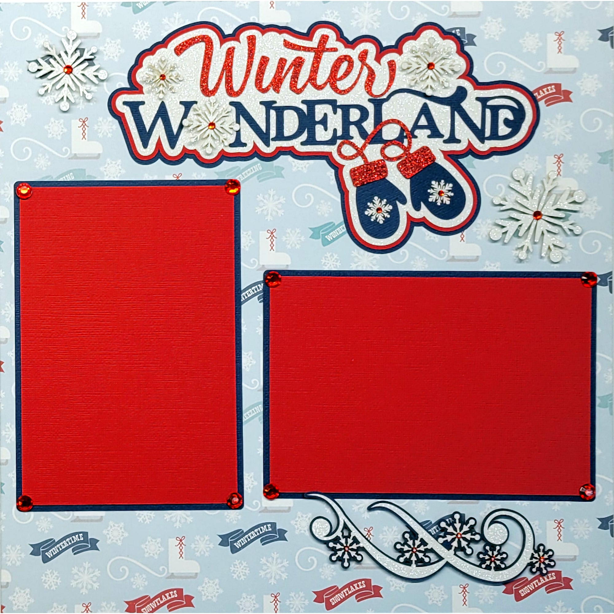 Winter Wonderland (2) - 12 x 12 Pages, Fully-Assembled & Hand-Crafted 3D Scrapbook Premade by SSC Designs