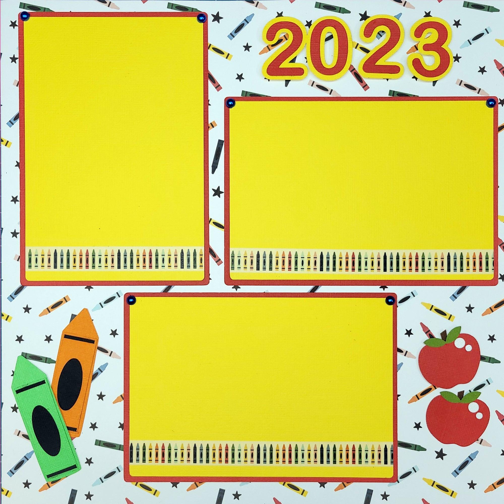 Back To School Premade, Hand-Embellished 2-12 x 12 Scrapbook Page Premades by SSC Designs - Scrapbook Supply Companies