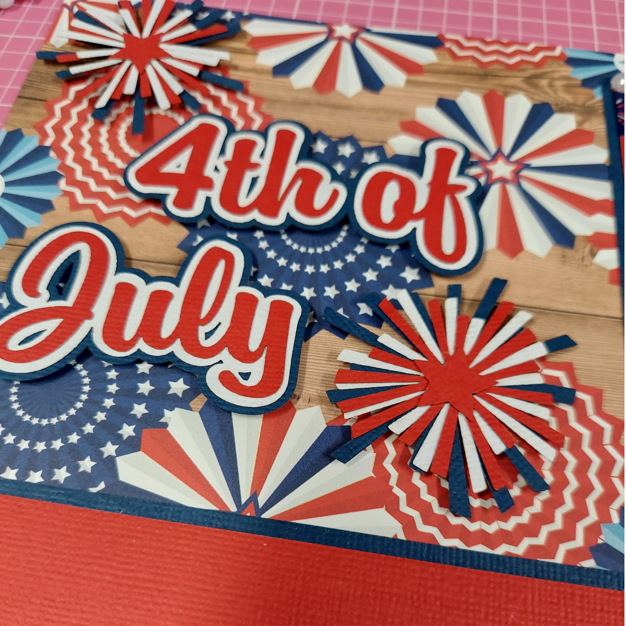 4th Of July (2) - 12 x 12 Pages, Fully-Assembled & Hand-Crafted 3D Scrapbook Premade by SSC Designs