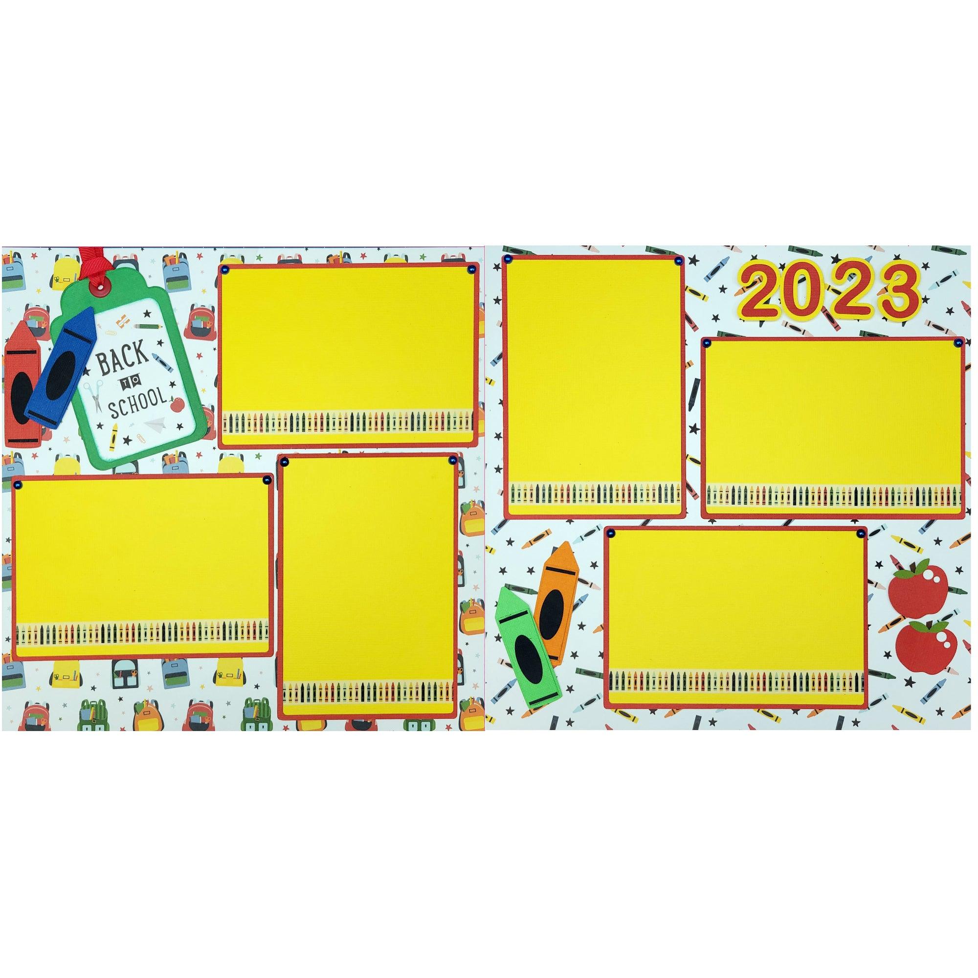 Back To School  2 - 12 x 12 Pages - Premade, Fully-Assembled and Hand-Embellished Scrapbook Premade by SSC Designs