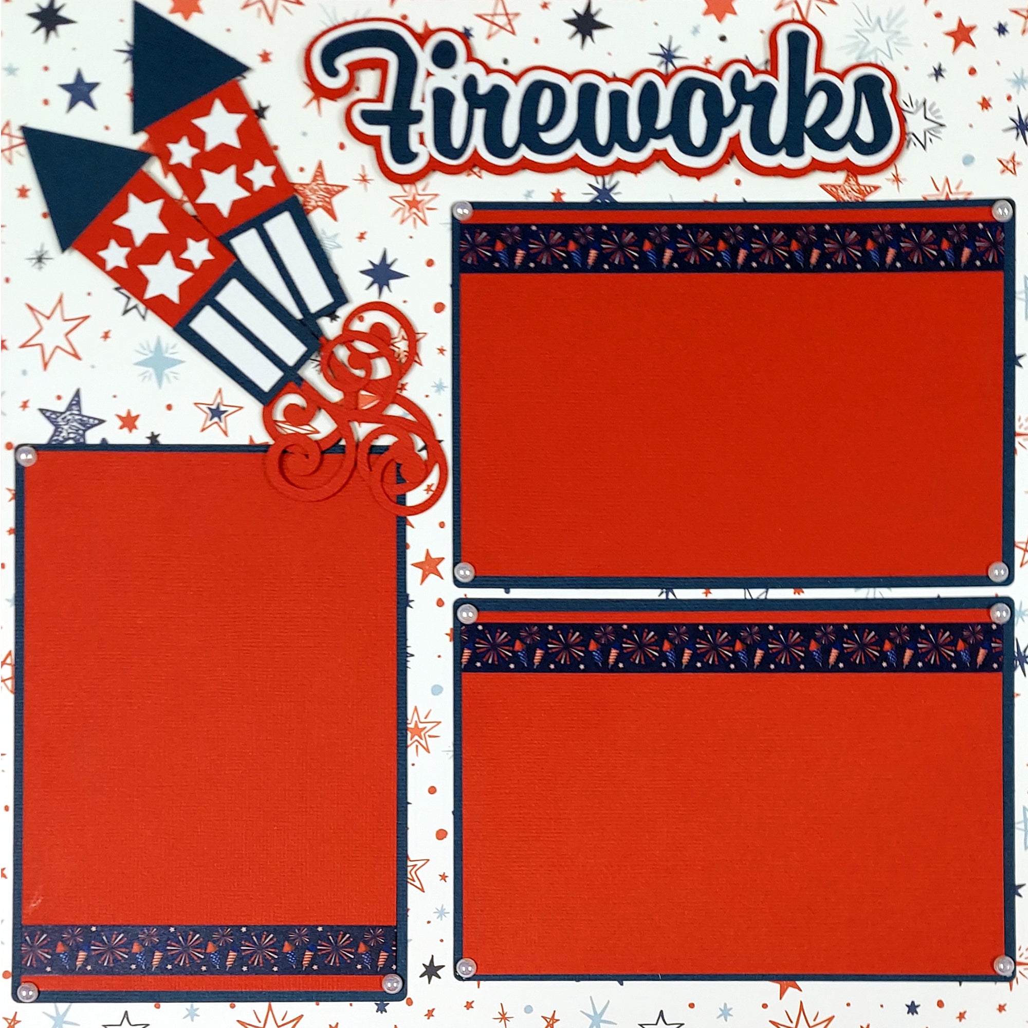 4th Of July (2) - 12 x 12 Pages, Fully-Assembled & Hand-Crafted 3D Scrapbook Premade by SSC Designs