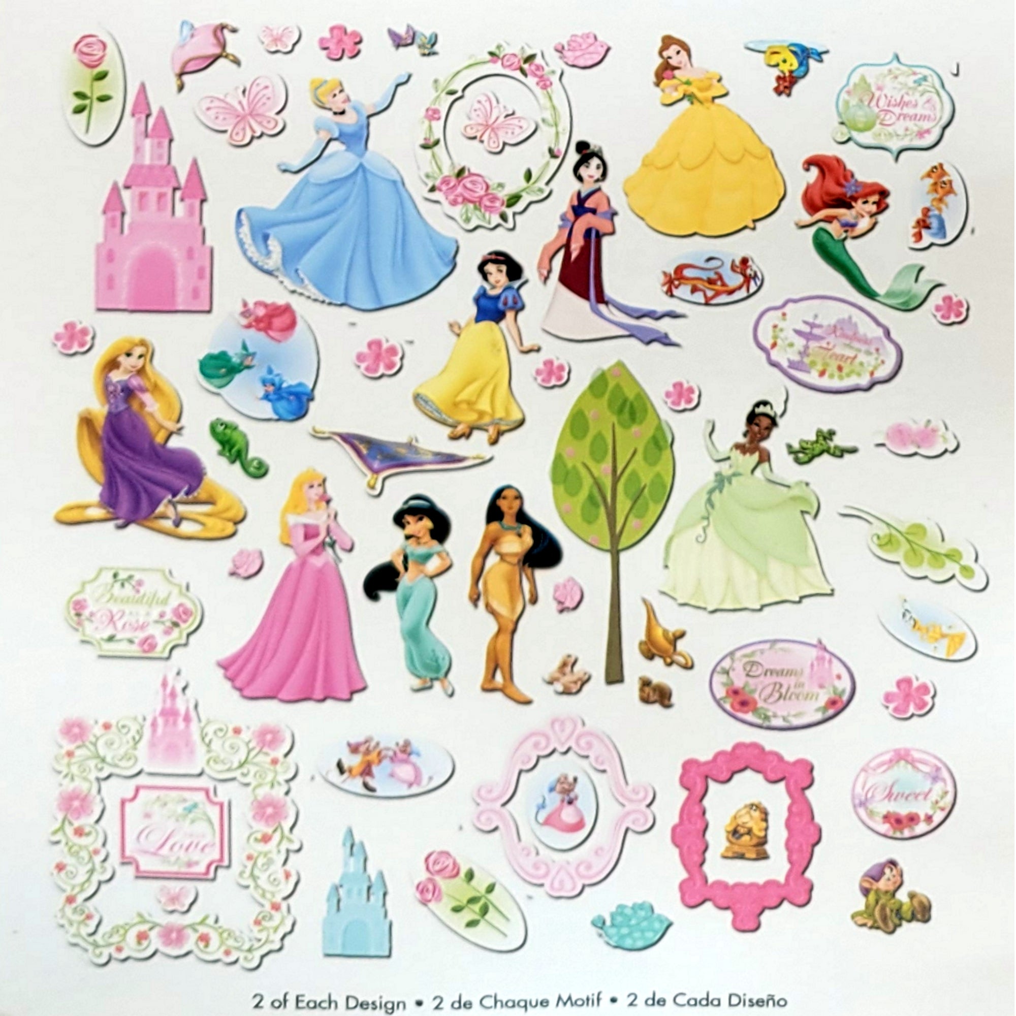 Disney Princess Collection 5 x 7  Glittered Princess Scrapbook Cardstock Die Cuts by EK Success - 118 Pieces