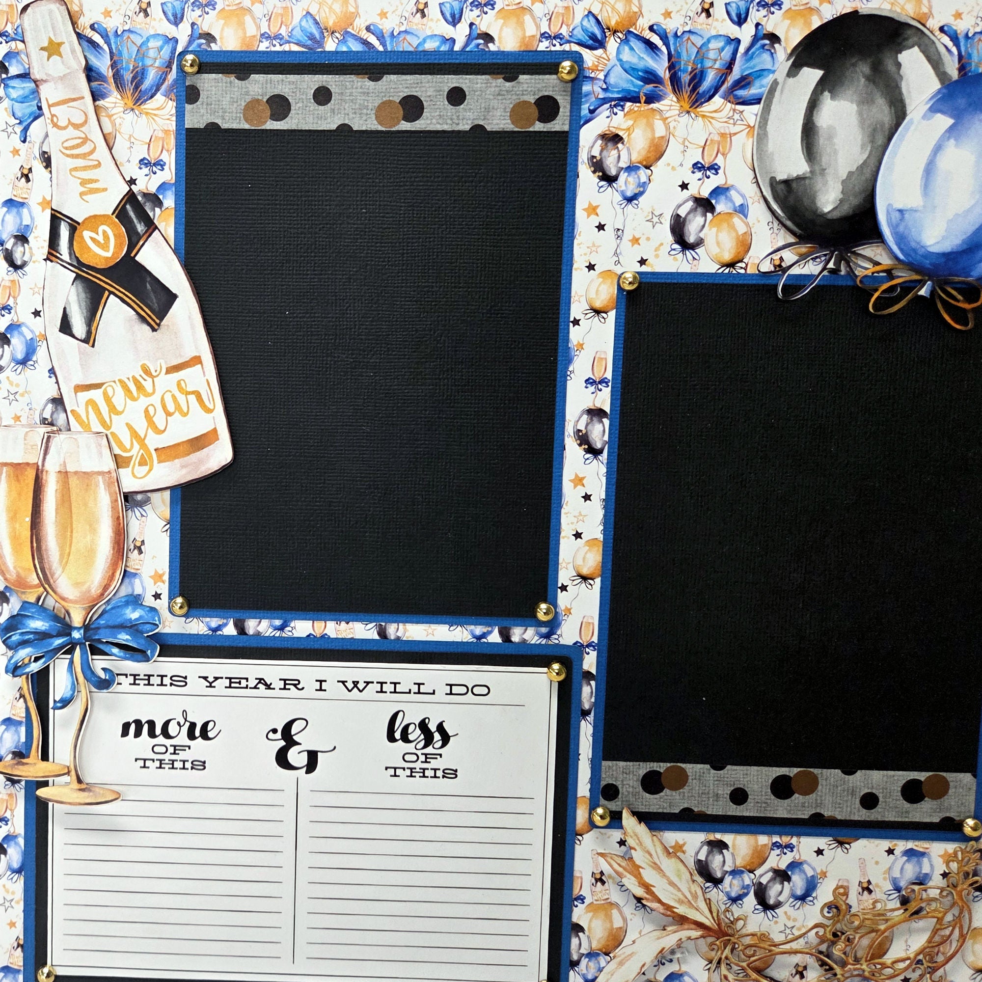 New Year Resolutions (2) - 12 x 12 Pages, Fully-Assembled & Hand-Crafted 3D Scrapbook Premade by SSC Designs