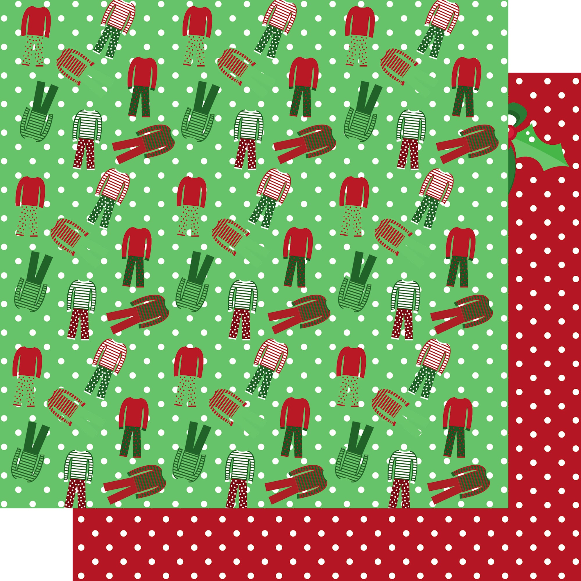 Just Fun Collection Christmas Pajamas Collage 12 x 12 Double-Sided Scrapbook Paper by SSC Designs