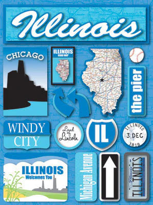 Jetsetter Collection Illinois 5 x 7 Scrapbook Embellishment by Reminisce