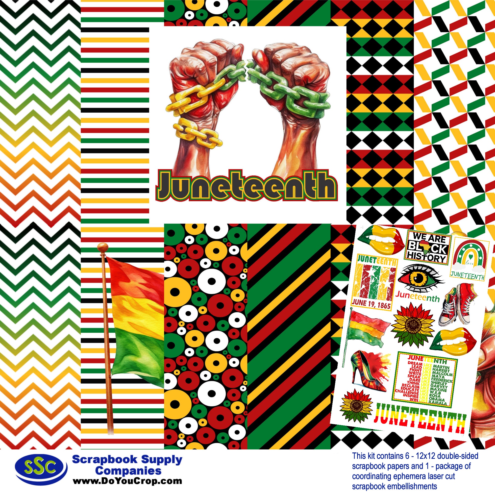 Juneteenth 12 x 12 Scrapbook Paper & Embellishment Kit by SSC Designs