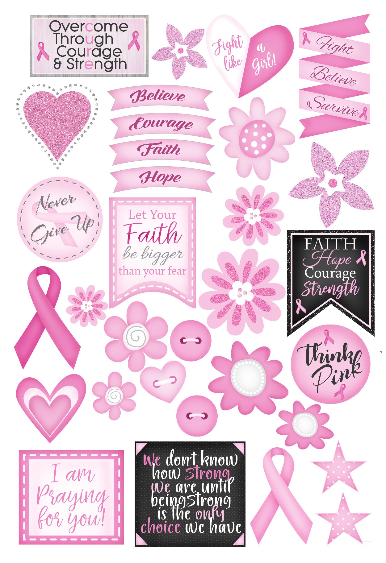 Be Strong Collection Laser Cut Ephemera Embellishments by SSC Designs