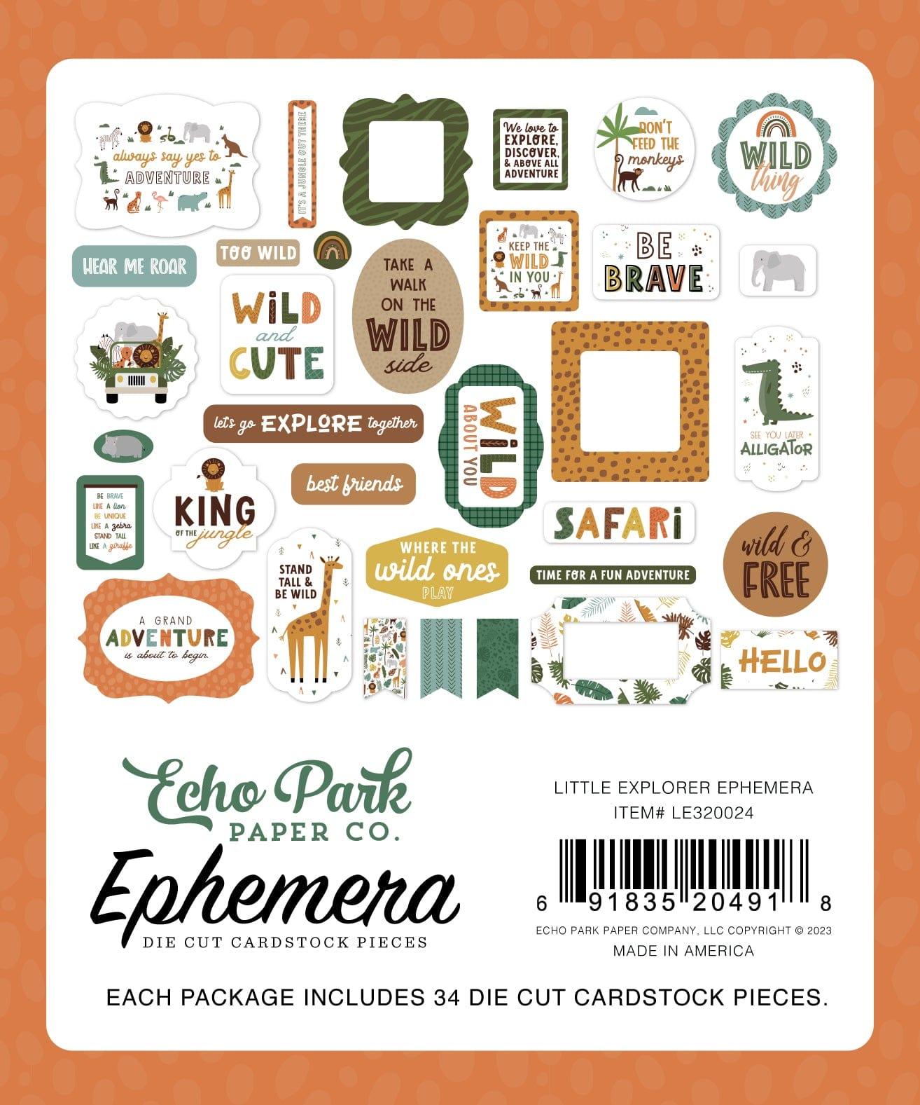 Little Explorer Collection 5 x 5 Scrapbook Ephemera by Echo Park Paper - Scrapbook Supply Companies