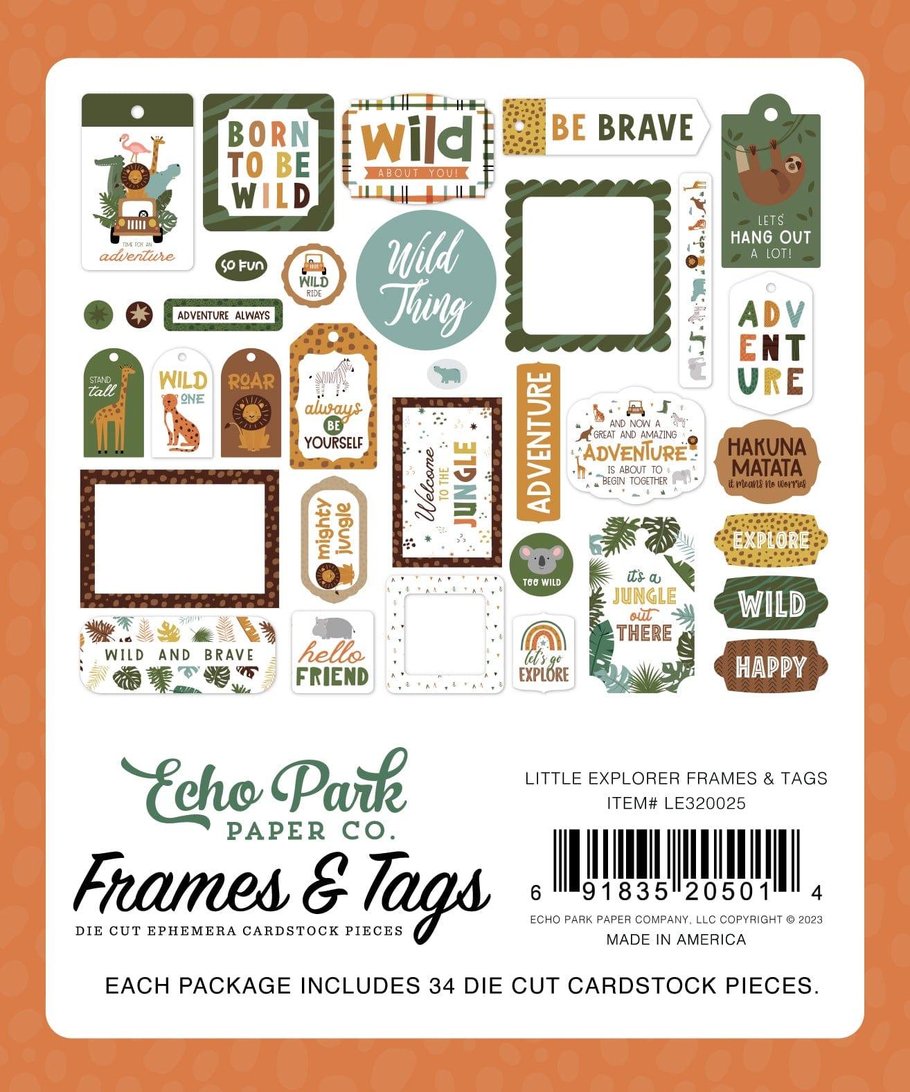 Little Explorer Collection 5 x 5 Scrapbook Frames & Tags by Echo Park Paper - Scrapbook Supply Companies