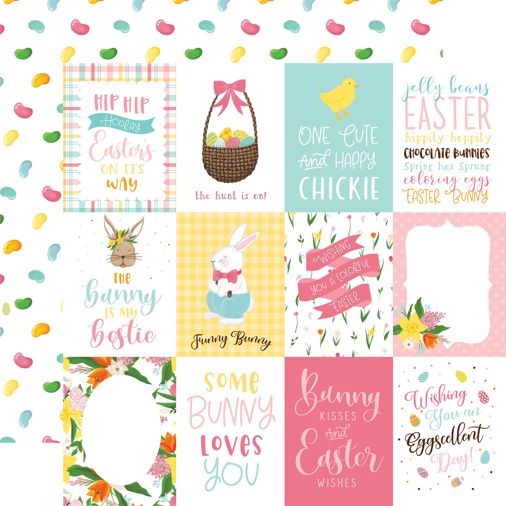 I Love Easter Collection 3x4 Journaling Cards 12 x 12 Double-Sided Scrapbook Paper by Echo Park Paper