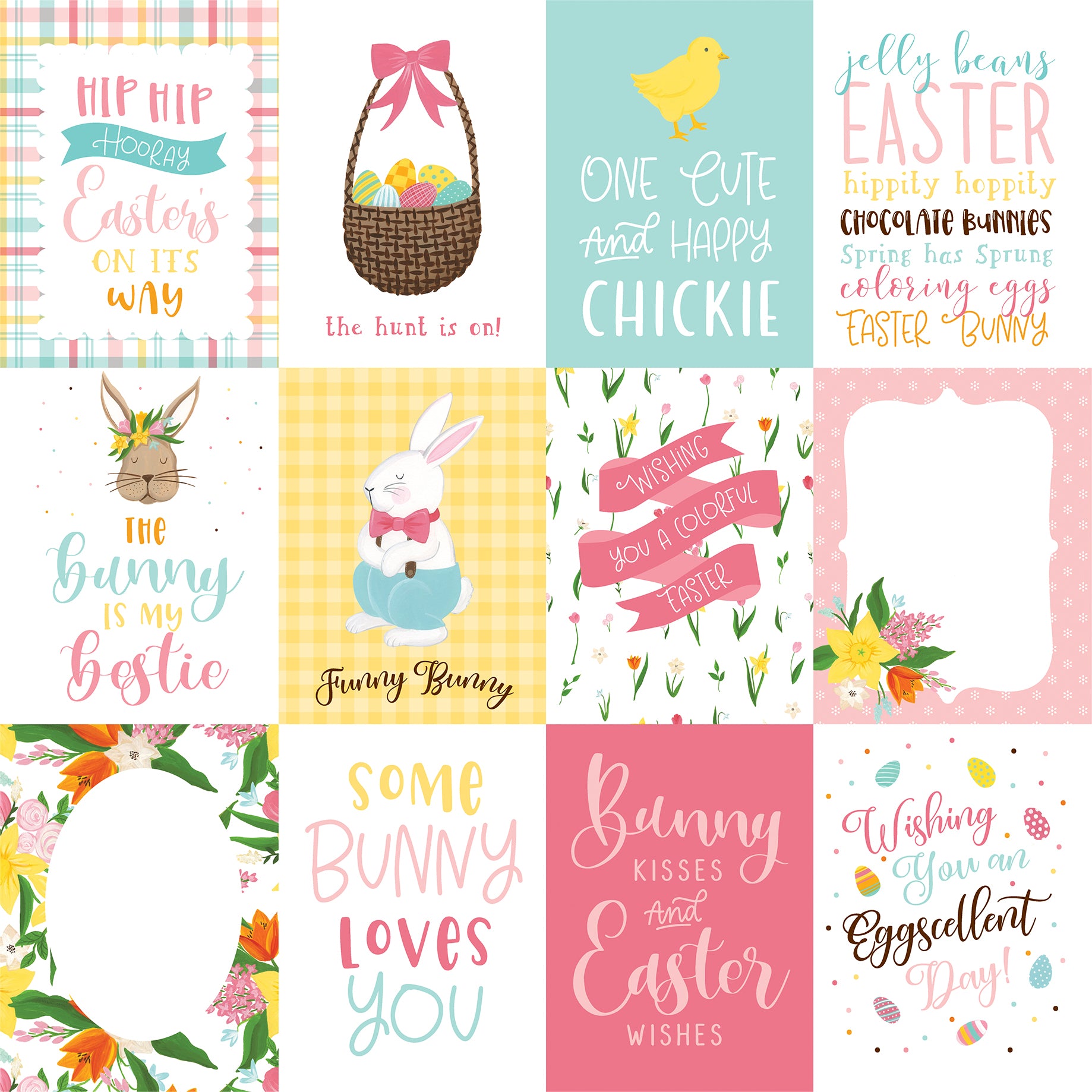 I Love Easter Collection 3x4 Journaling Cards 12 x 12 Double-Sided Scrapbook Paper by Echo Park Paper