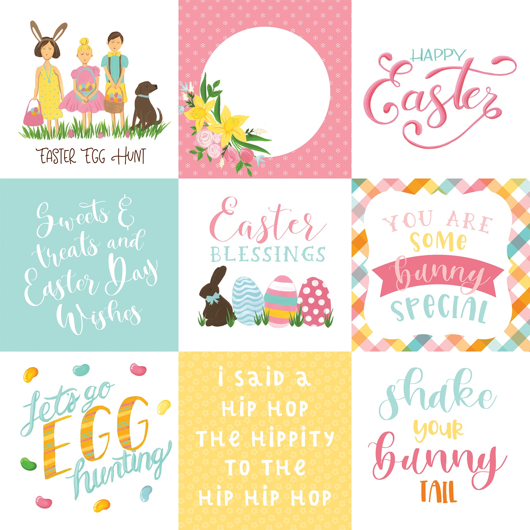 I Love Easter Collection 4x4 Journaling Card 12 x 12 Double-Sided Scrapbook Paper by Echo Park Paper