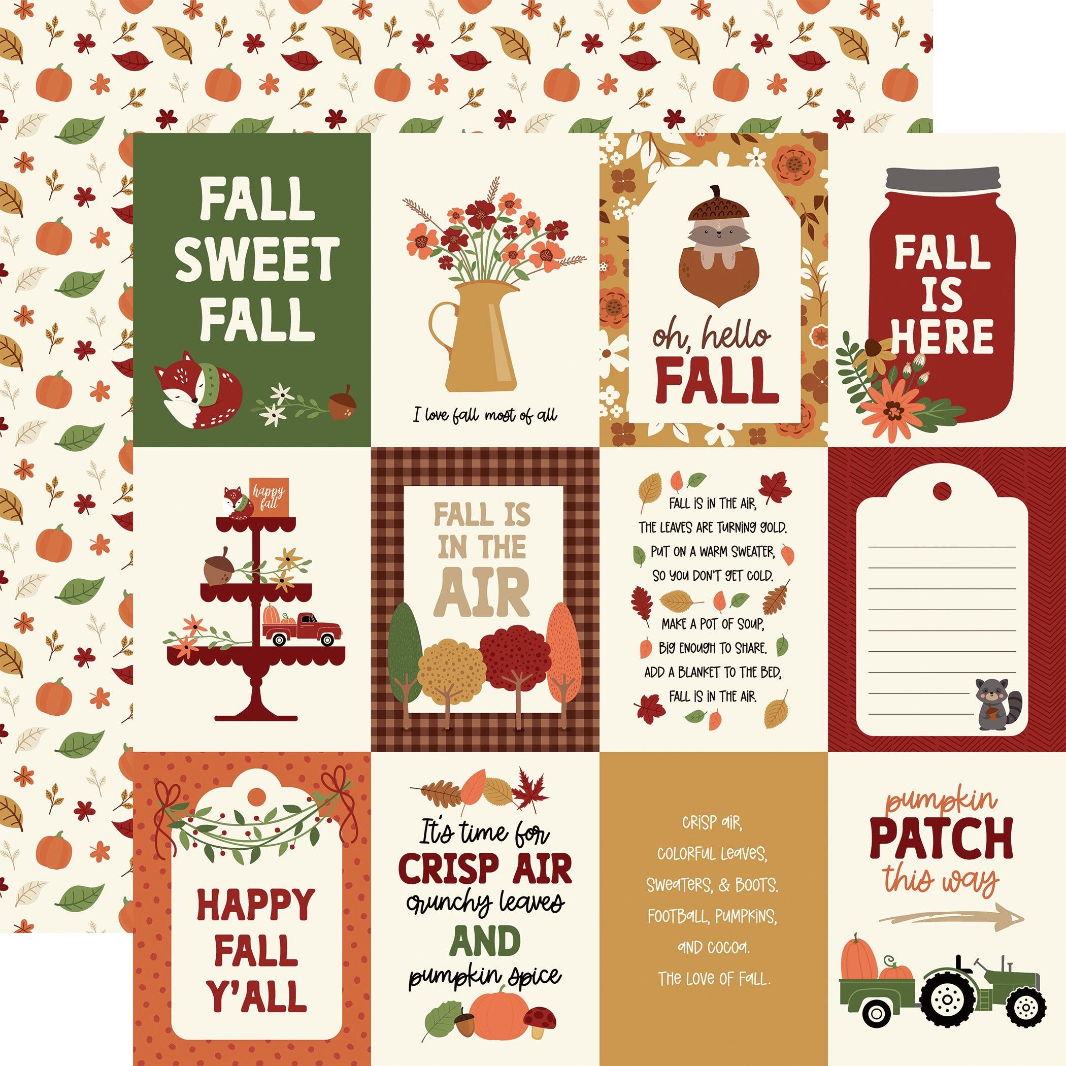 I Love Fall Collection 3x4 Journaling Cards 12 x 12 Double-Sided Scrapbook Paper by Echo Park Paper