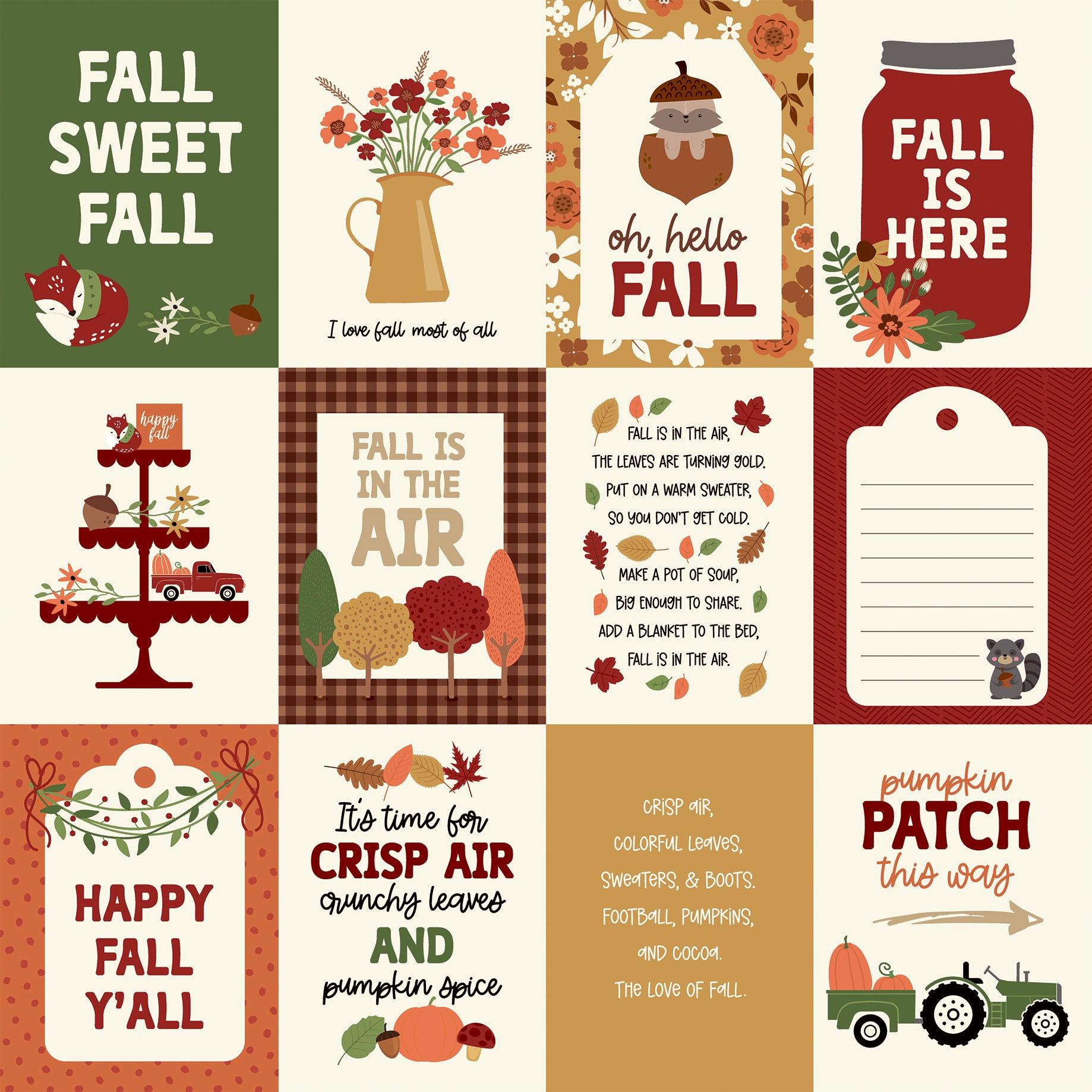 I Love Fall Collection 3x4 Journaling Cards 12 x 12 Double-Sided Scrapbook Paper by Echo Park Paper - Scrapbook Supply Companies