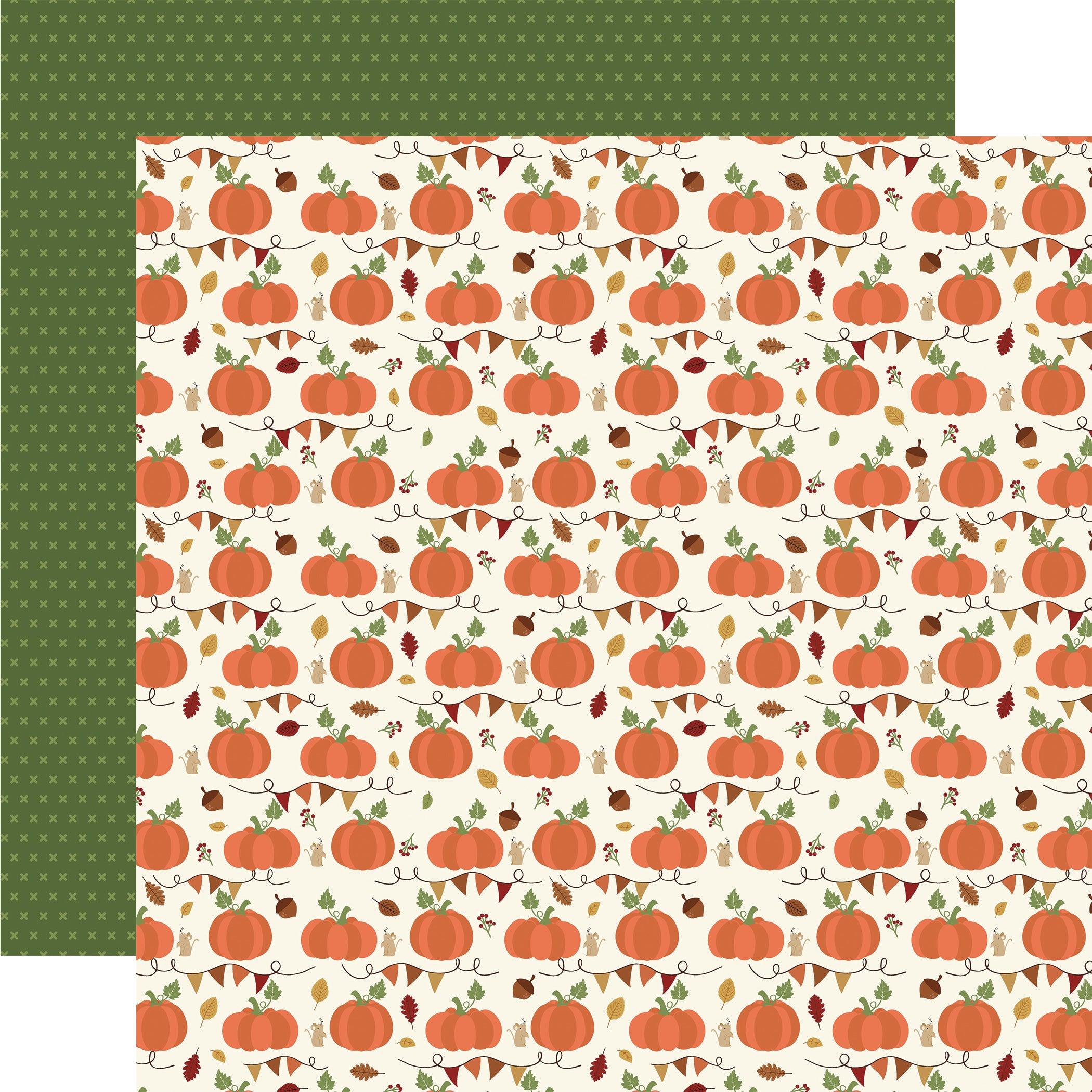 I Love Fall Collection Plump Pumpkins 12 x 12 Double-Sided Scrapbook Paper by Echo Park Paper - Scrapbook Supply Companies