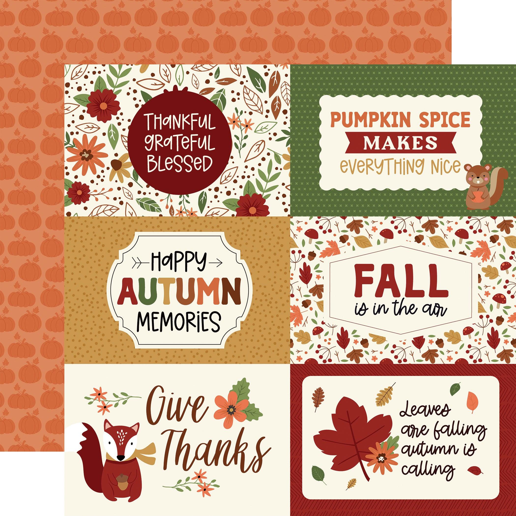 I Love Fall Collection 6x4 Journaling Cards 12 x 12 Double-Sided Scrapbook Paper by Echo Park Paper