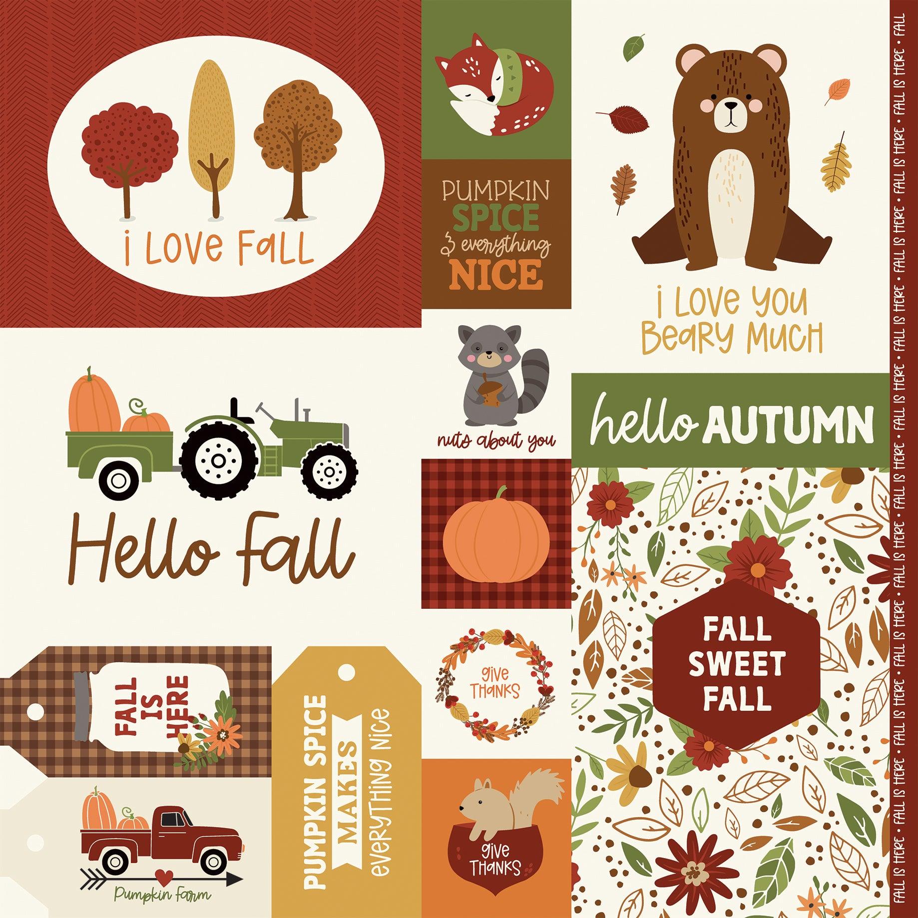 I Love Fall Collection Multi Journaling Cards 12 x 12 Double-Sided Scrapbook Paper by Echo Park Paper - Scrapbook Supply Companies