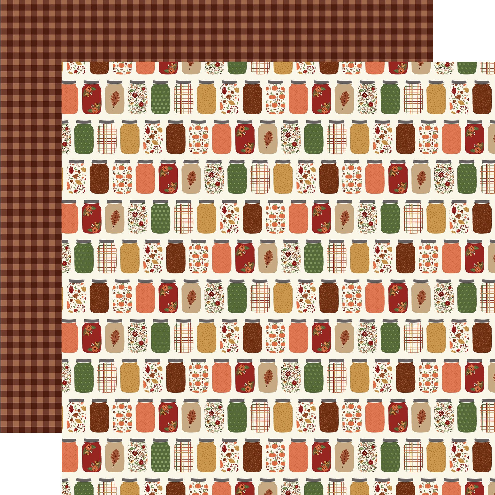 I Love Fall Collection Jars Of Fall 12 x 12 Double-Sided Scrapbook Paper by Echo Park Paper - Scrapbook Supply Companies