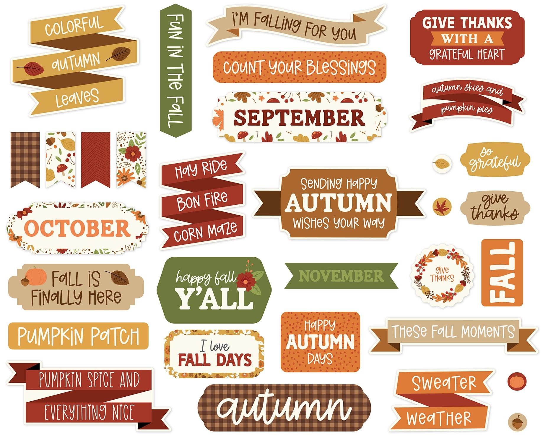 I Love Fall Collection Scrapbook Titles & Phrases by Echo Park Paper - Scrapbook Supply Companies