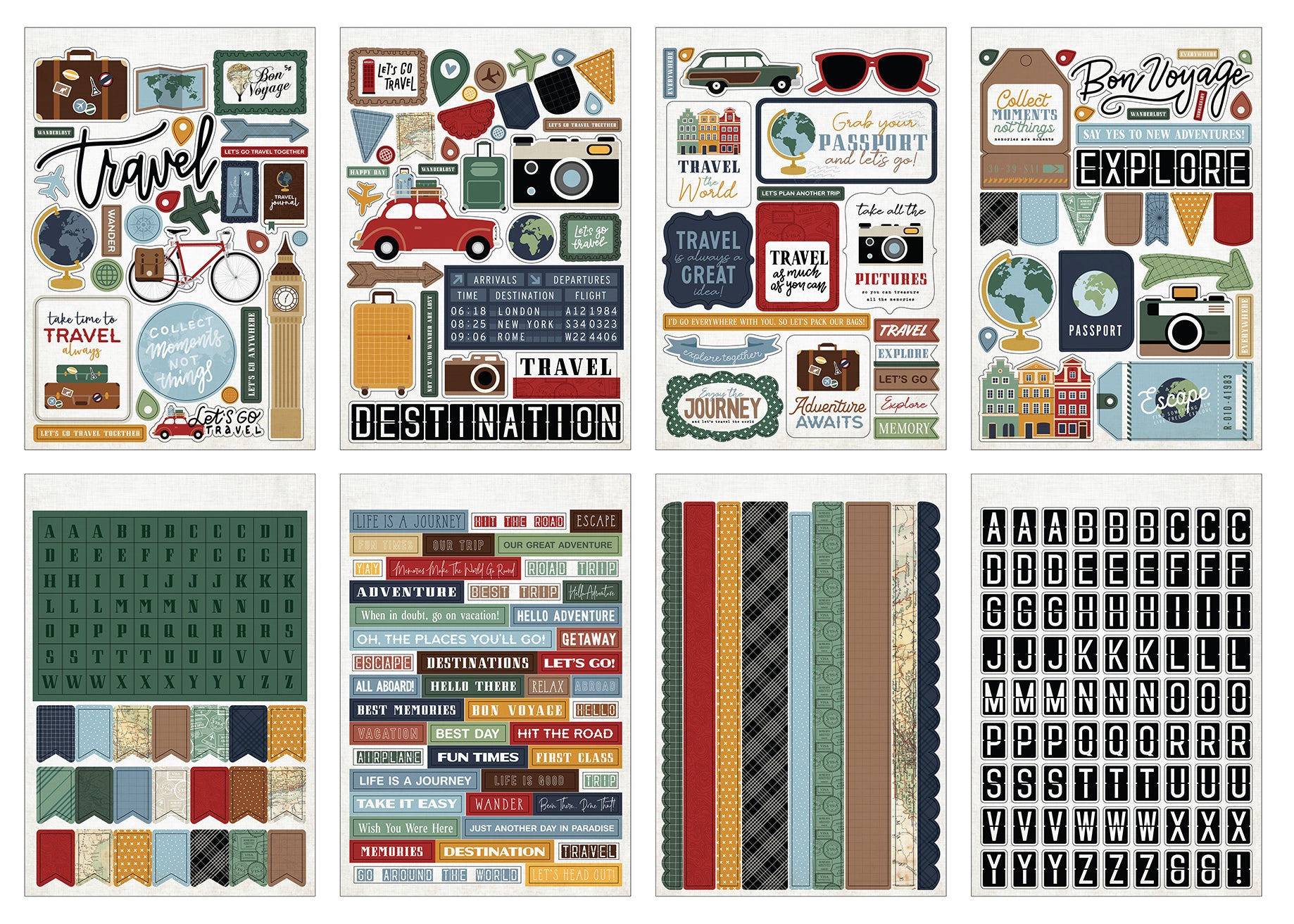 Let's Go Travel Collection 5 x 7 Scrapbook Sticker Book by Echo Park Paper-16 Pages