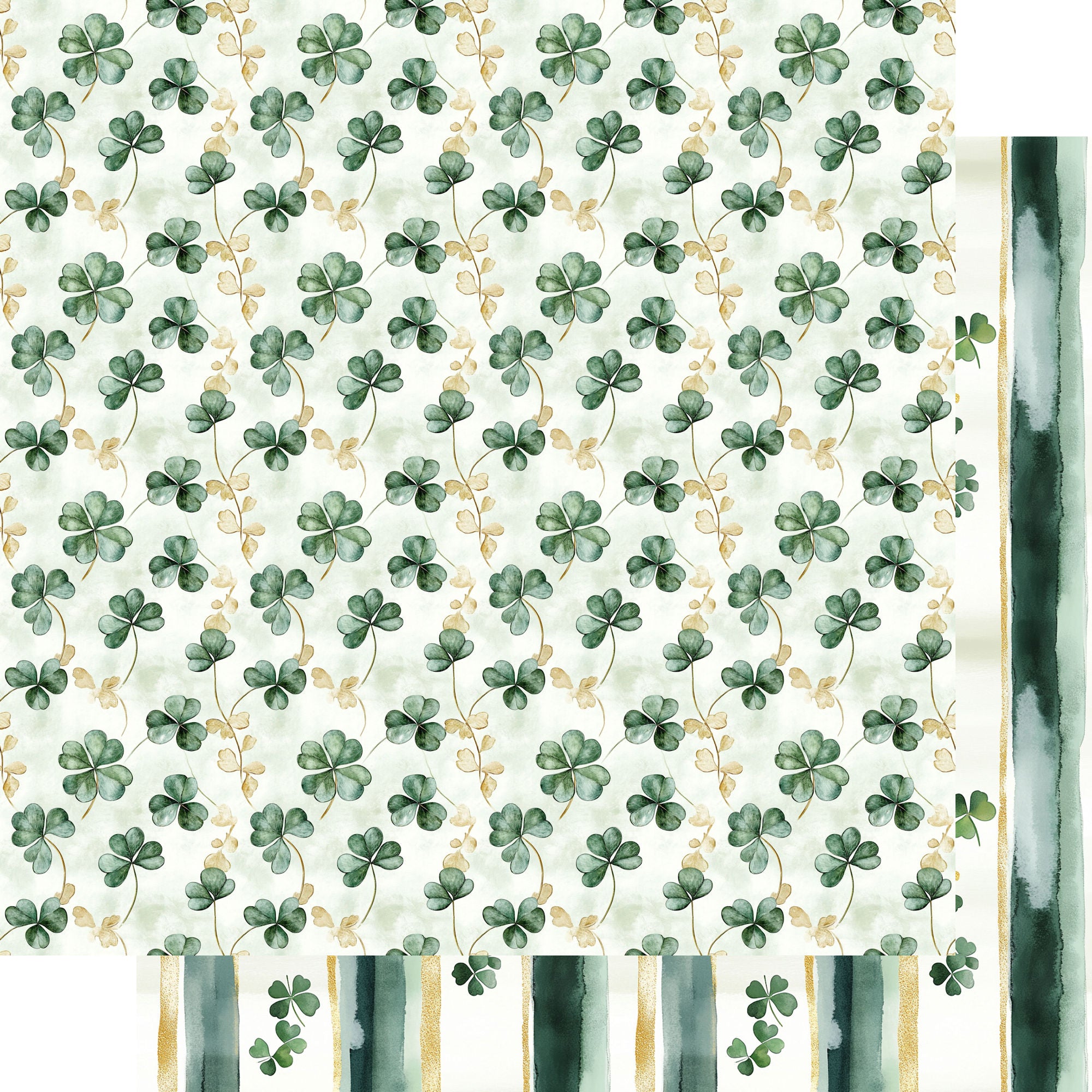 Lucky Days Collection Golden Clover Dreams 12 x 12 Double-Sided Scrapbook Paper by SSC Designs