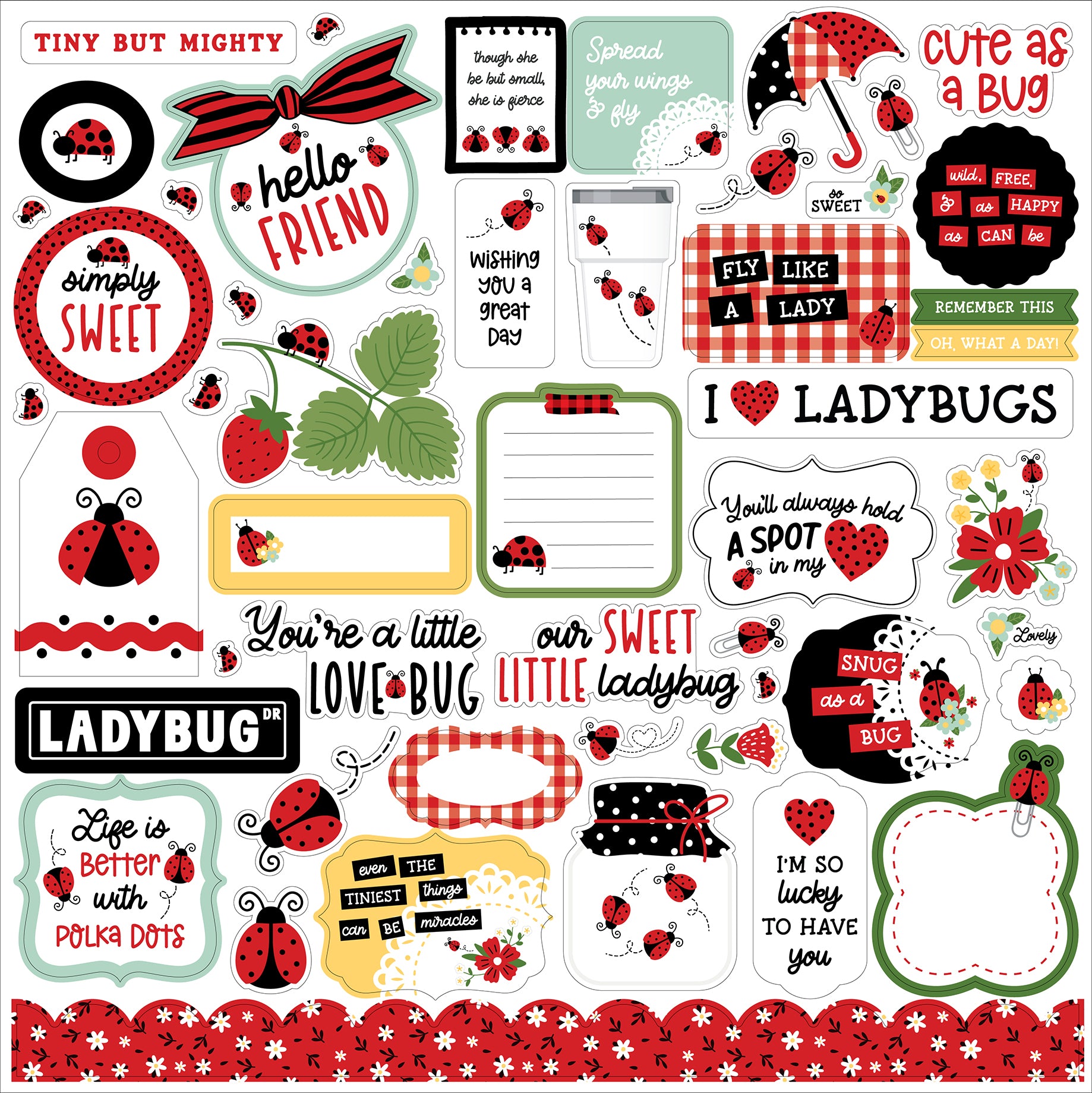 Little Ladybug Collection 12 x 12 Scrapbook Sticker Sheet by Echo Park Paper