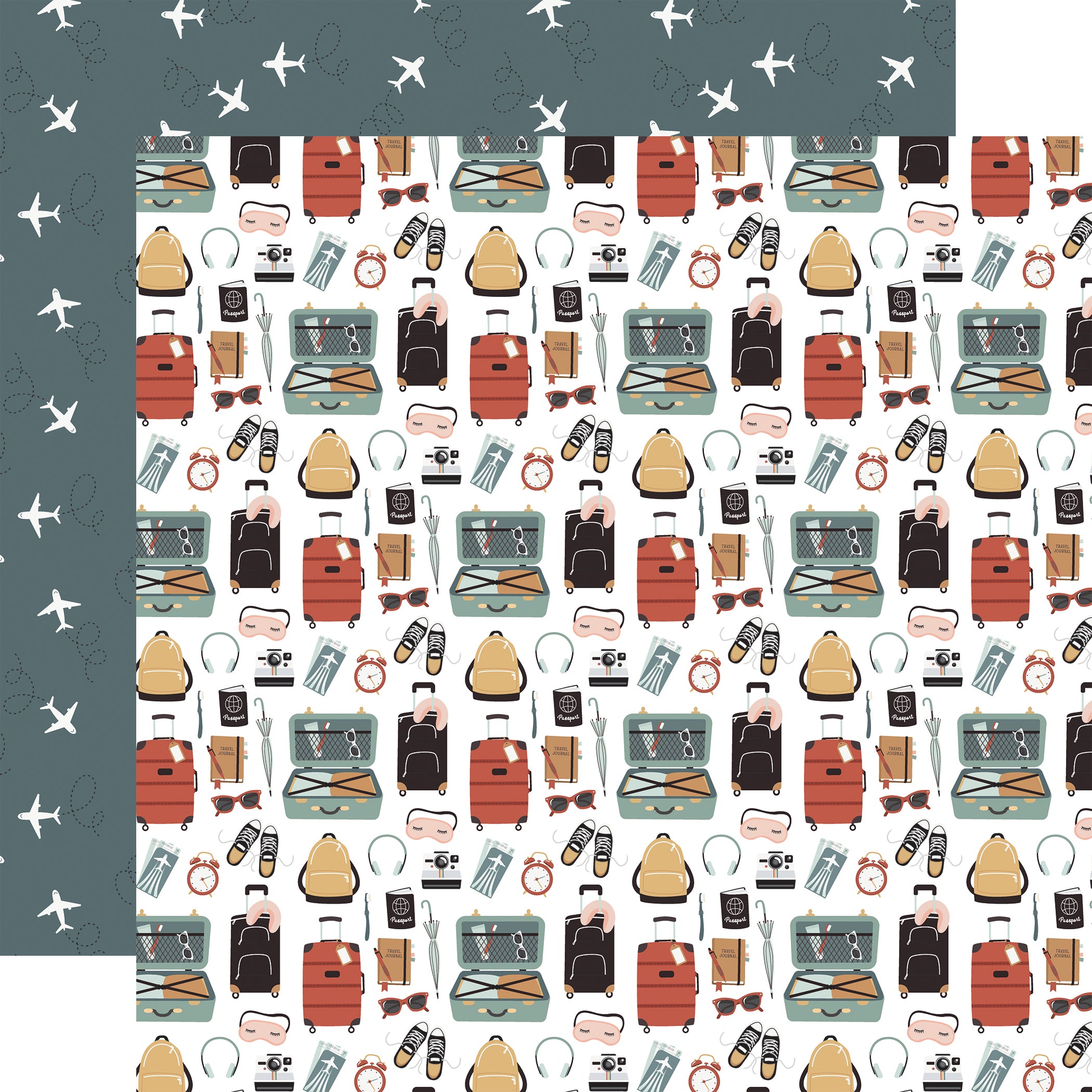Let's Take the Trip Collection Pack Your Bags 12 x 12 Double-Sided Scrapbook Paper by Echo Park Paper