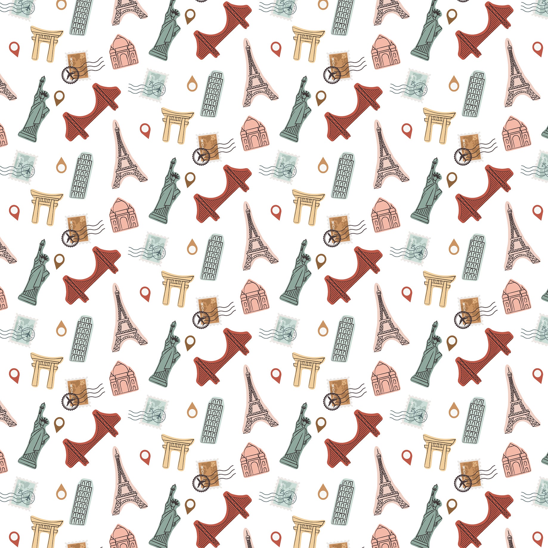 Let's Take the Trip Collection Travel The World 12 x 12 Double-Sided Scrapbook Paper by Echo Park Paper