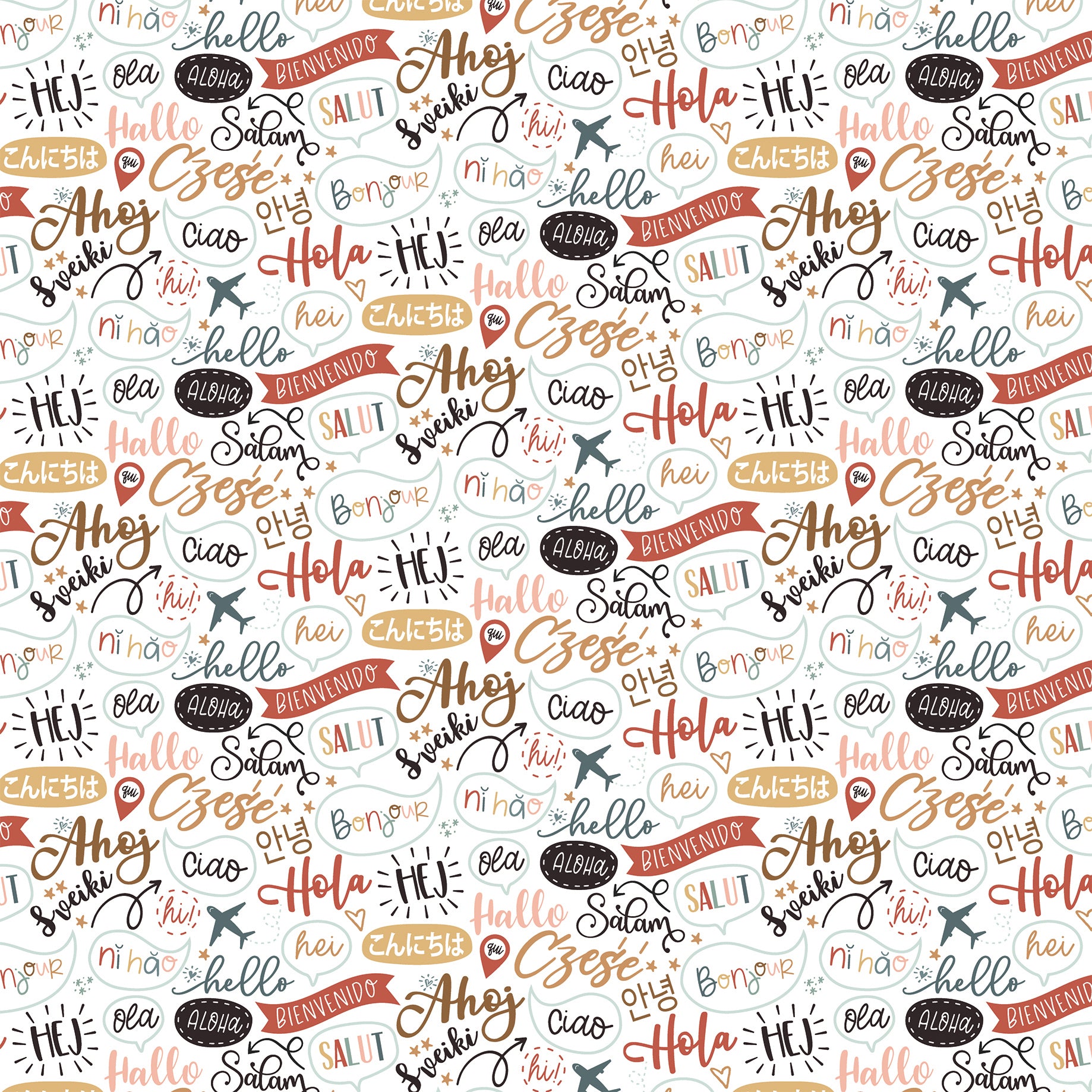 Let's Take the Trip Collection Hello From Everywhere 12 x 12 Double-Sided Scrapbook Paper by Echo Park Paper