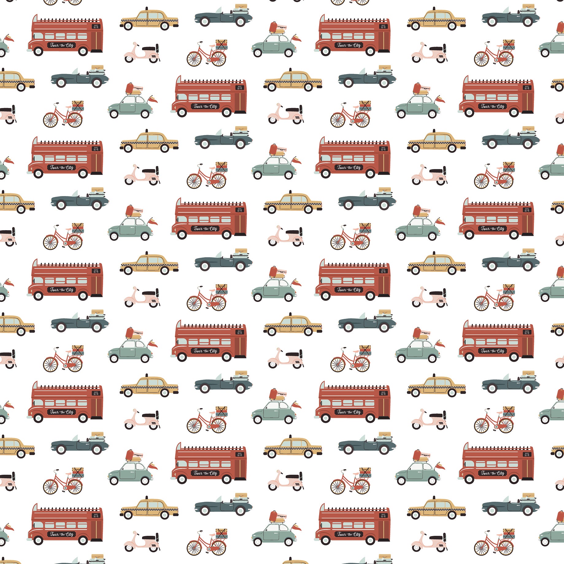 Let's Take the Trip Collection Touring Transportation 12 x 12 Double-Sided Scrapbook Paper by Echo Park Paper