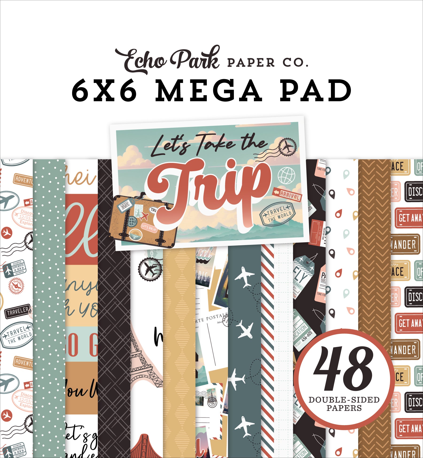 Let's Take The Trip Collection 6x6 Cardmakers Mega Pad by Echo Park Paper - 48 Double-Sided Papers