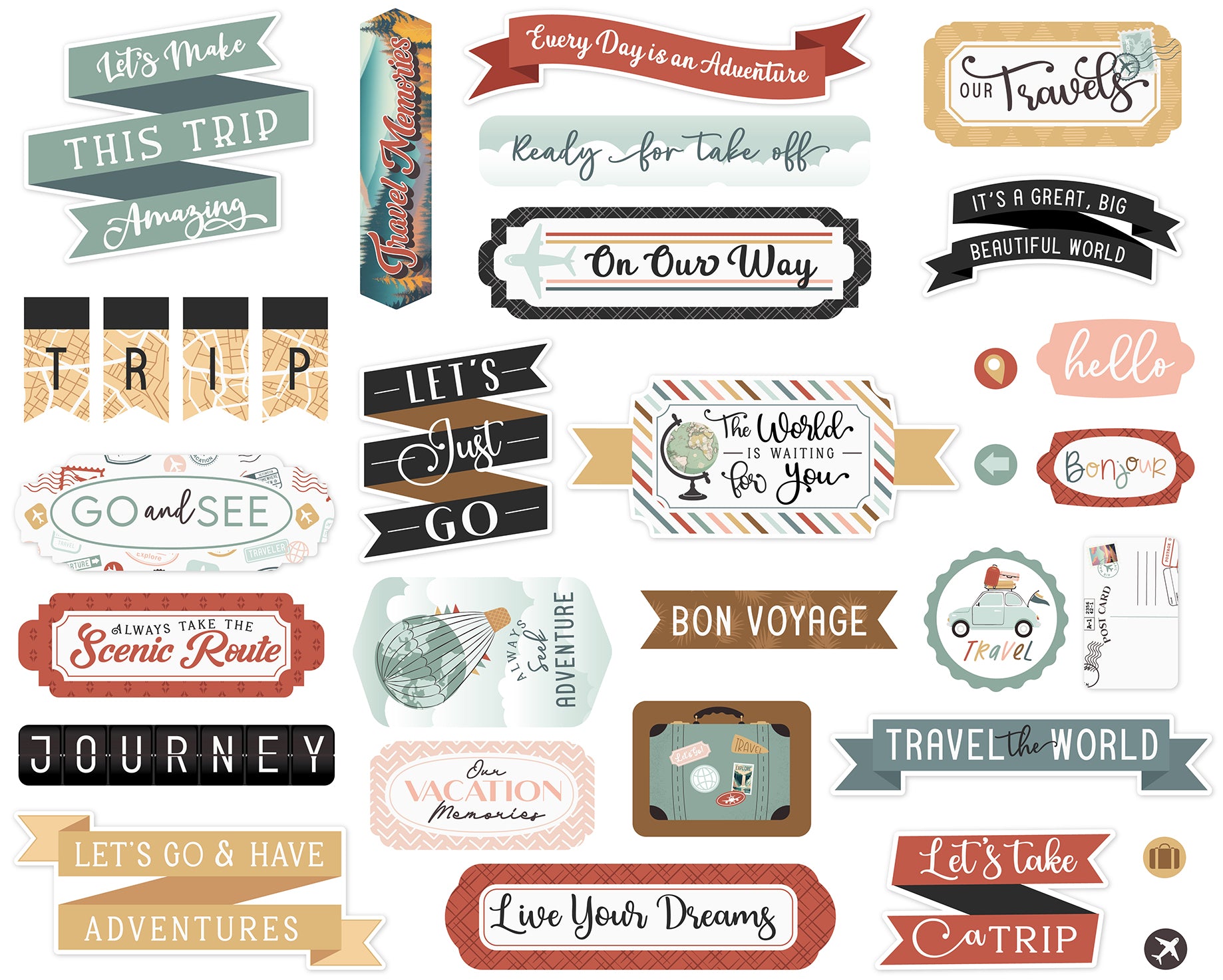 Let's Take the Trip Collection 5x5 Scrapbook Titles & Phrases by Echo Park Paper