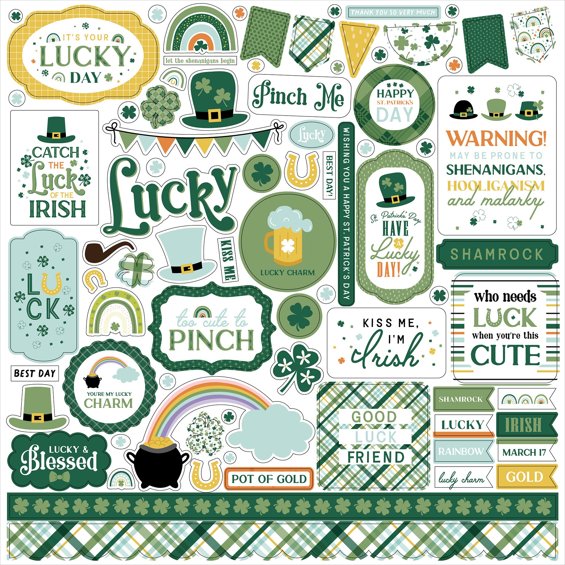 Lucky Charm Scrapbook Paper & Sticker Collection Kit by Echo Park Paper - 13 Pieces