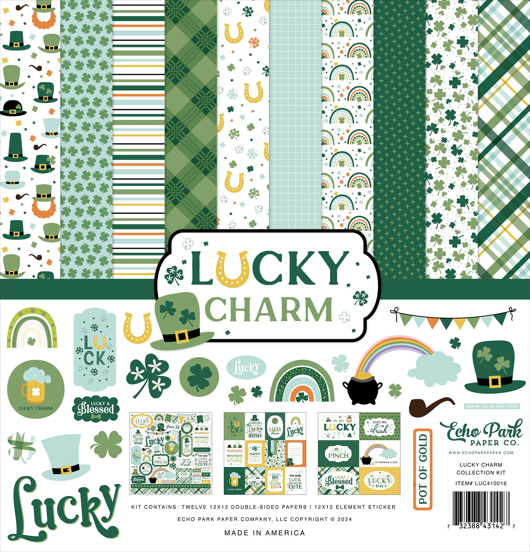 Lucky Charm Scrapbook Paper & Sticker Collection Kit by Echo Park Paper - 13 Pieces