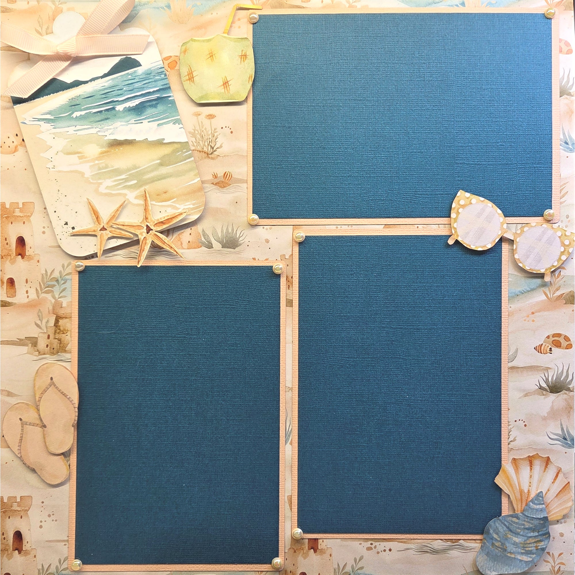 Beach Dreams (2) - 12 x 12 Pages, Fully-Assembled & Hand-Crafted 3D Scrapbook Premade by SSC Designs