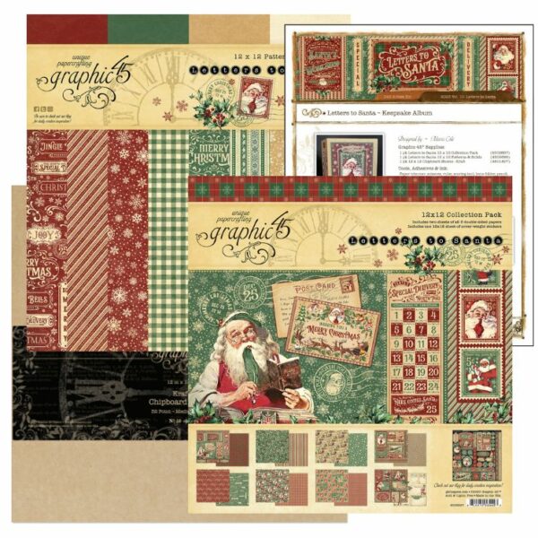 Letters To Santa Collection Scrapbook Paper Pack & Album Kit 23 V10 by Graphic 45