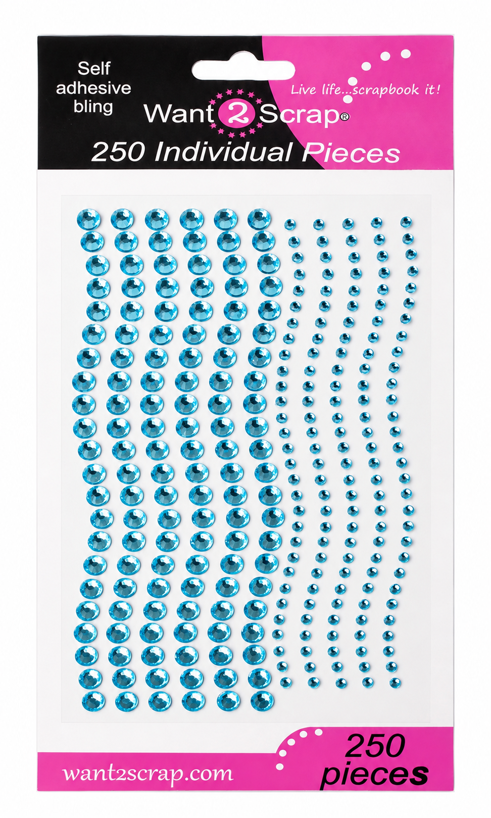 Say It With Bling Collection Baby Blue Rhinestone Self-Adhesive Scrapbook Bling by Want 2 Scrap - 250 Count