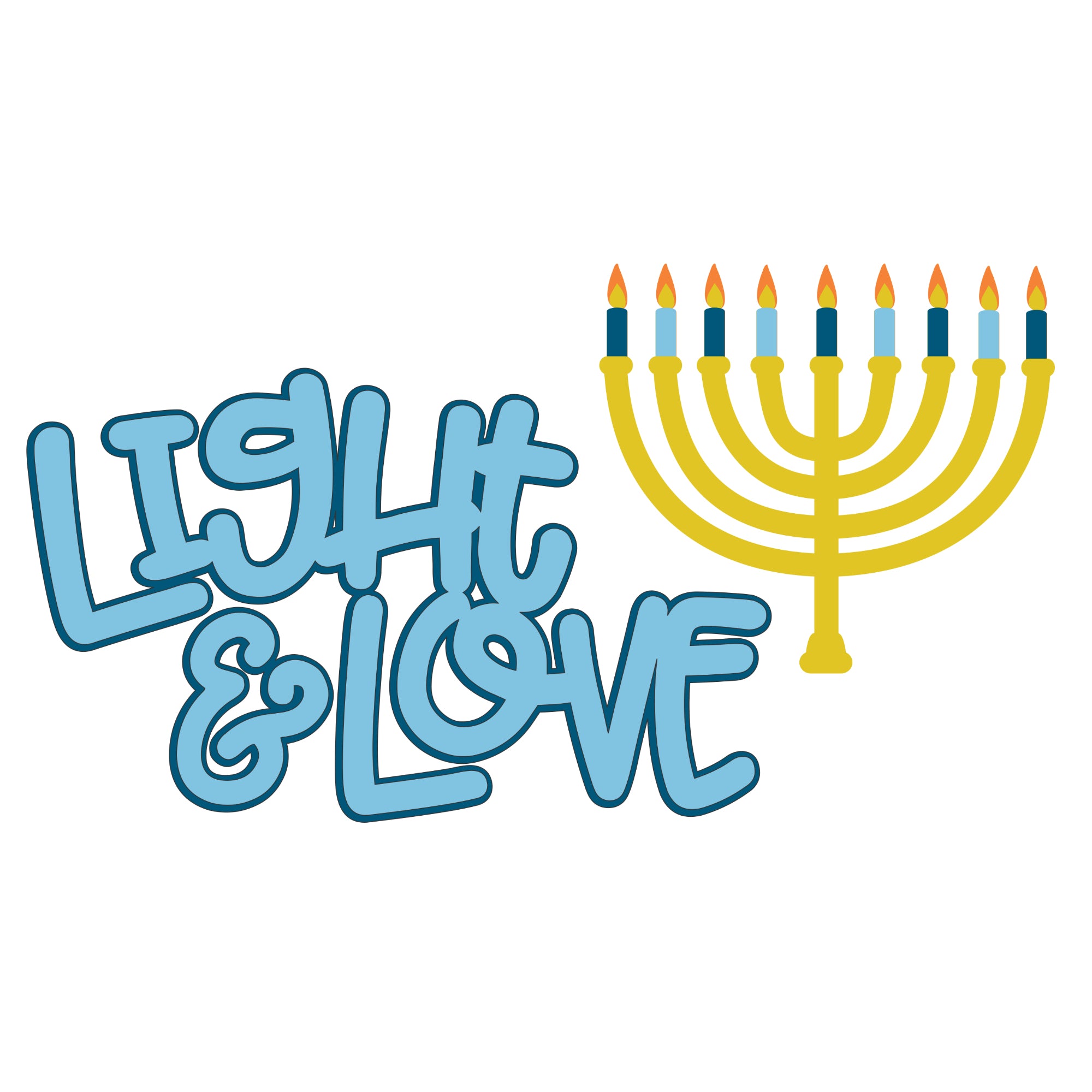 Hanukkah Collection Love & Light 6.25 x 3.75 and Menorah Fully-Assembled Laser Cuts by SSC Laser Designs