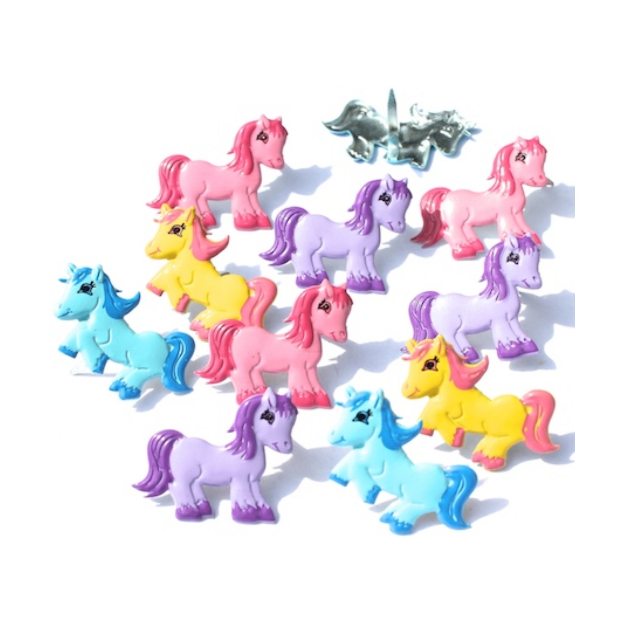 Colorful Little Pony Scrapbook or Cardmaking Brads by Eyelet Outlet - 12 Pieces