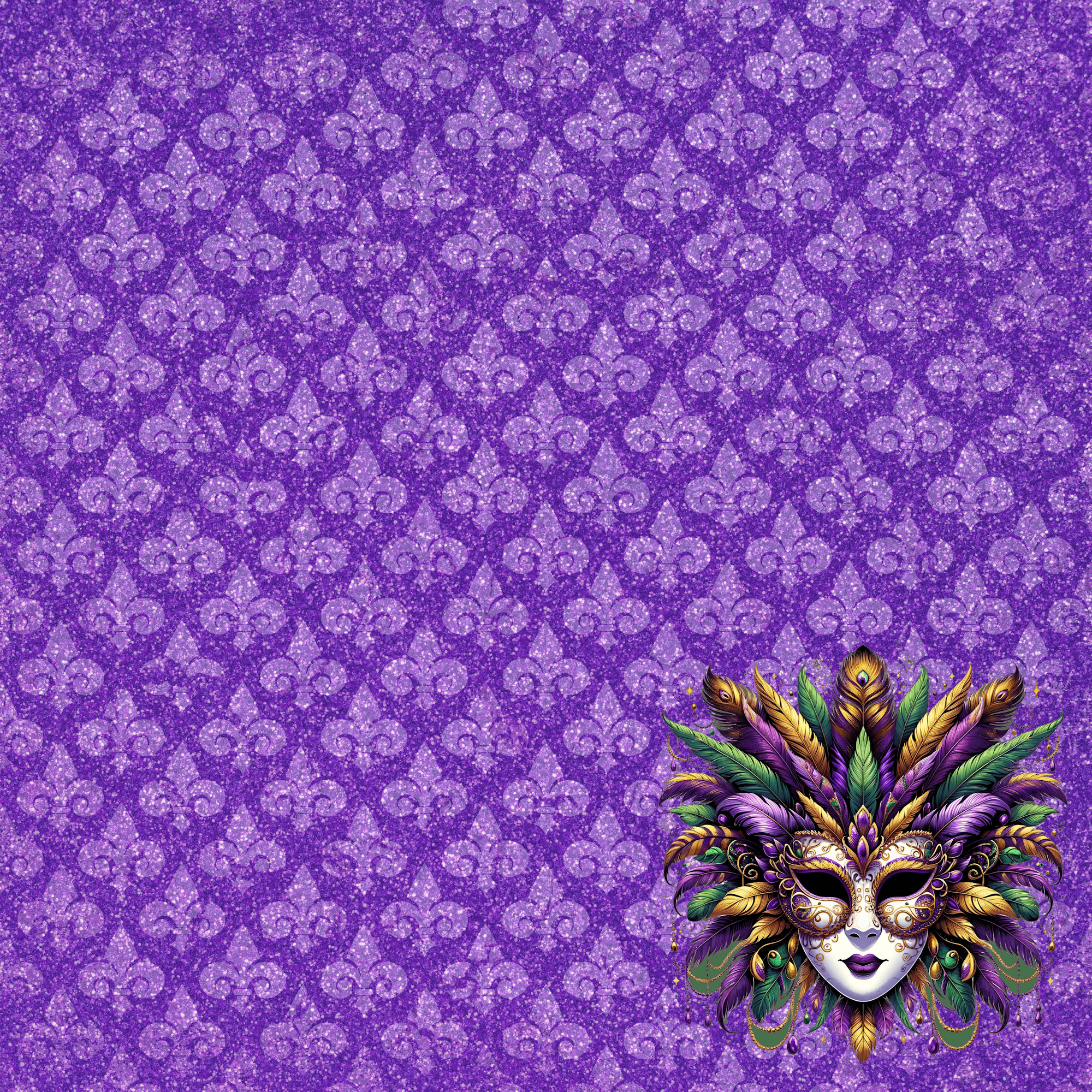Mardi Gras Party Collection Mask Up 12 x 12 Double-Sided Scrapbook Paper by SSC Designs