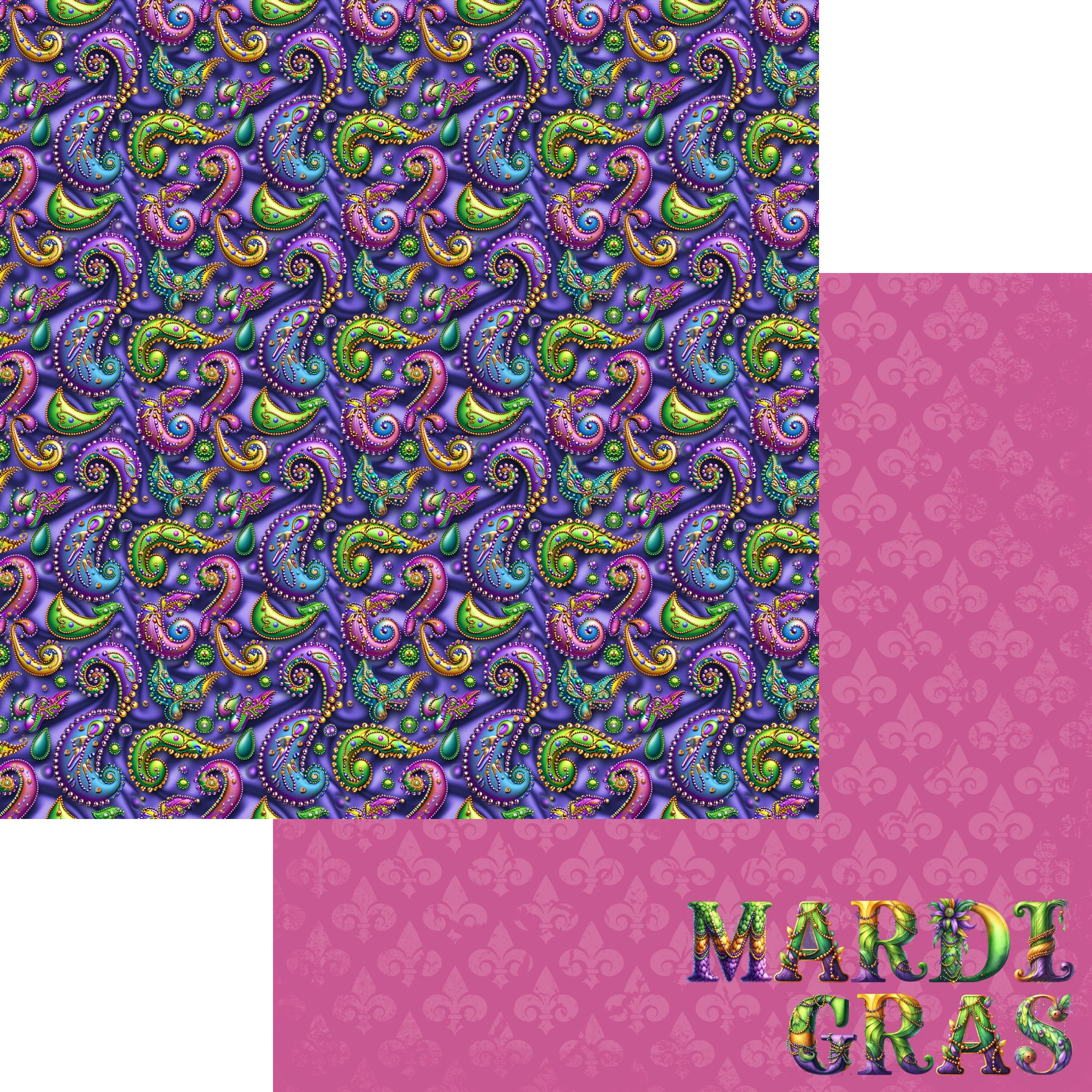 Mardi Gras Party Collection Mardi Gras 12 x 12 Double-Sided Scrapbook Paper by SSC Designs