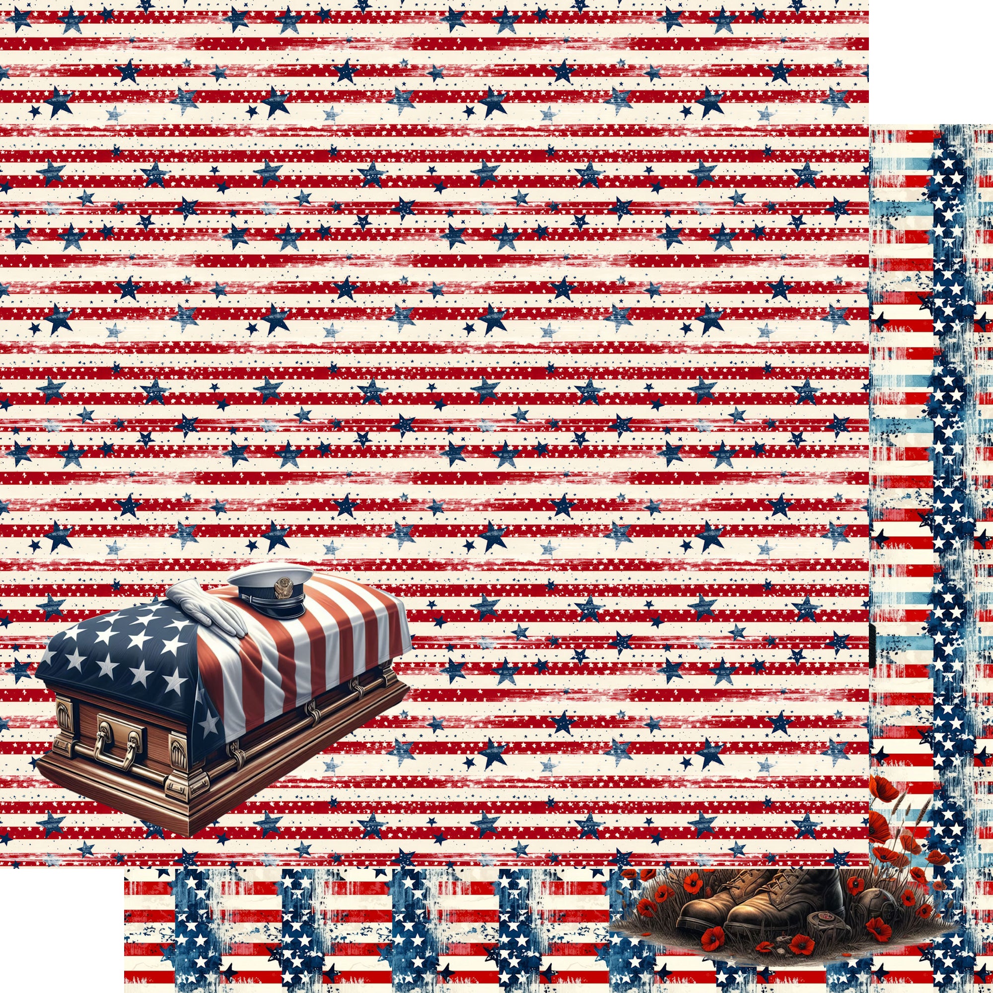 Memorial Day Collection Military Burial 12 x 12 Double-Sided Scrapbook Paper by SSC Designs