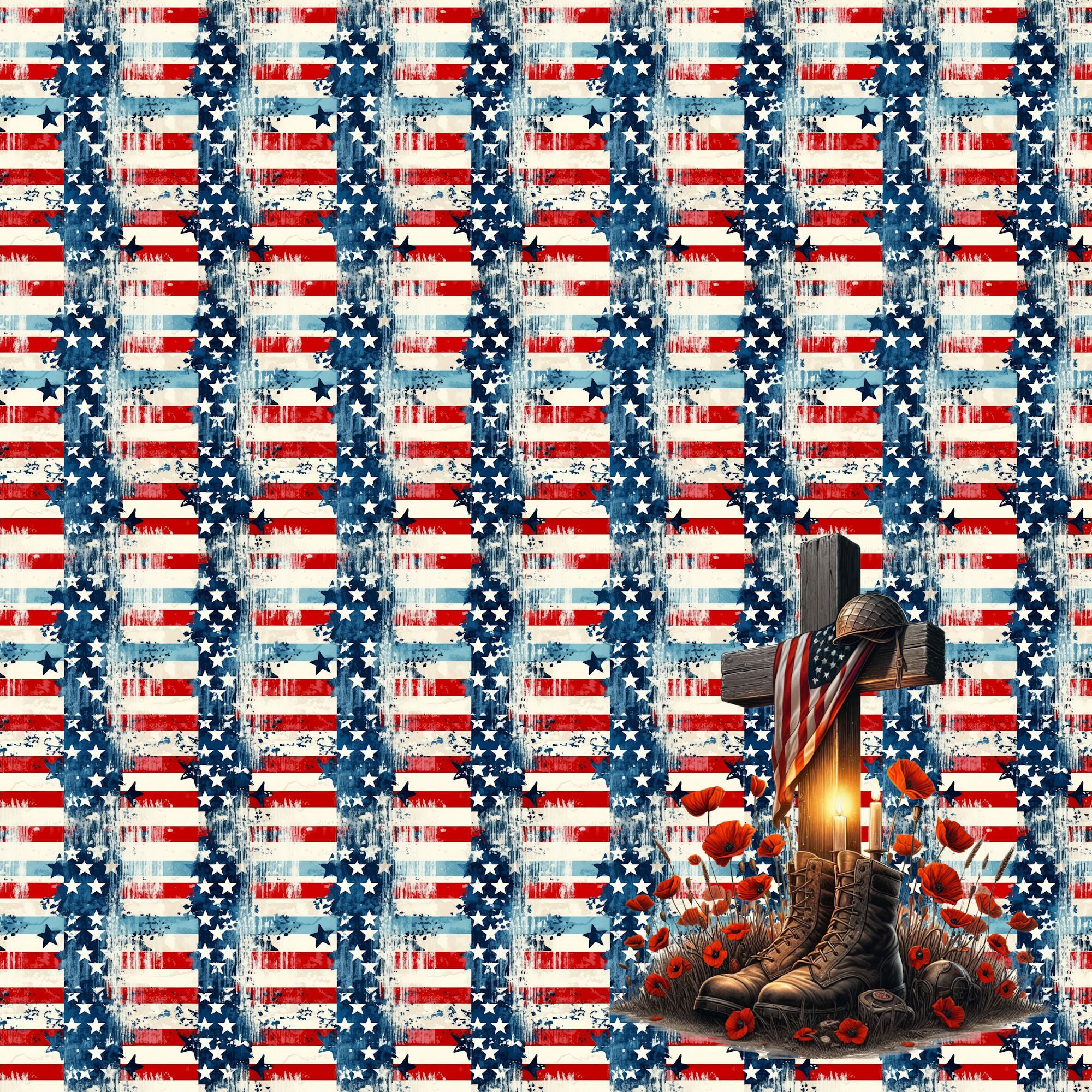 Memorial Day Collection Military Burial 12 x 12 Double-Sided Scrapbook Paper by SSC Designs