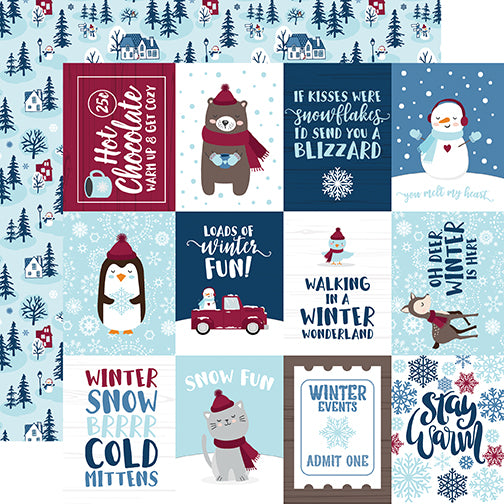 My Favorite Winter Collection 3x4 Journaling Cards 12 x 12 Double-Sided Scrapbook Paper by Echo Park Paper