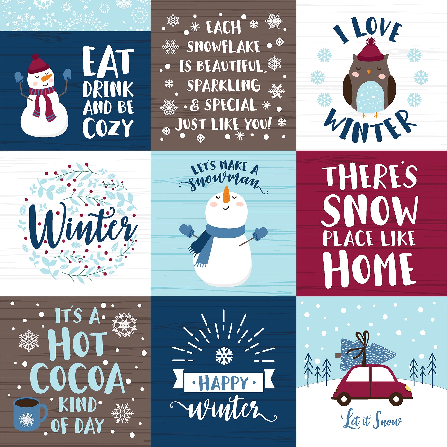 My Favorite Winter Collection 4x4 Journaling Cards 12 x 12 Double-Sided Scrapbook Paper by Echo Park Paper