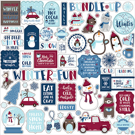 My Favorite Winter Collection 12 x 12 Scrapbook Sticker Sheet by Echo Park Paper