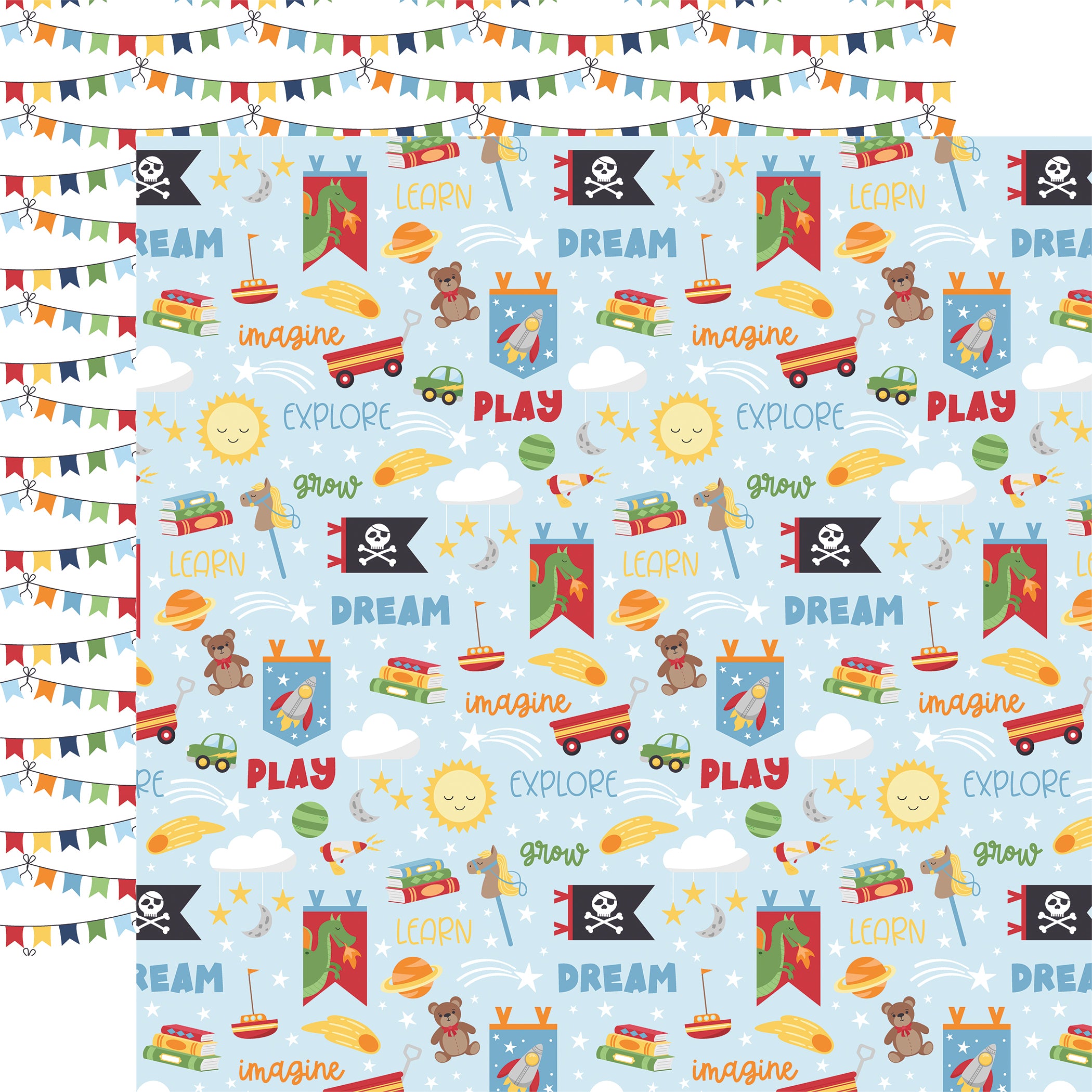 My Little Boy Collection Learn Grow Explore 12 x 12 Double-Sided Scrapbook Paper by Echo Park Paper